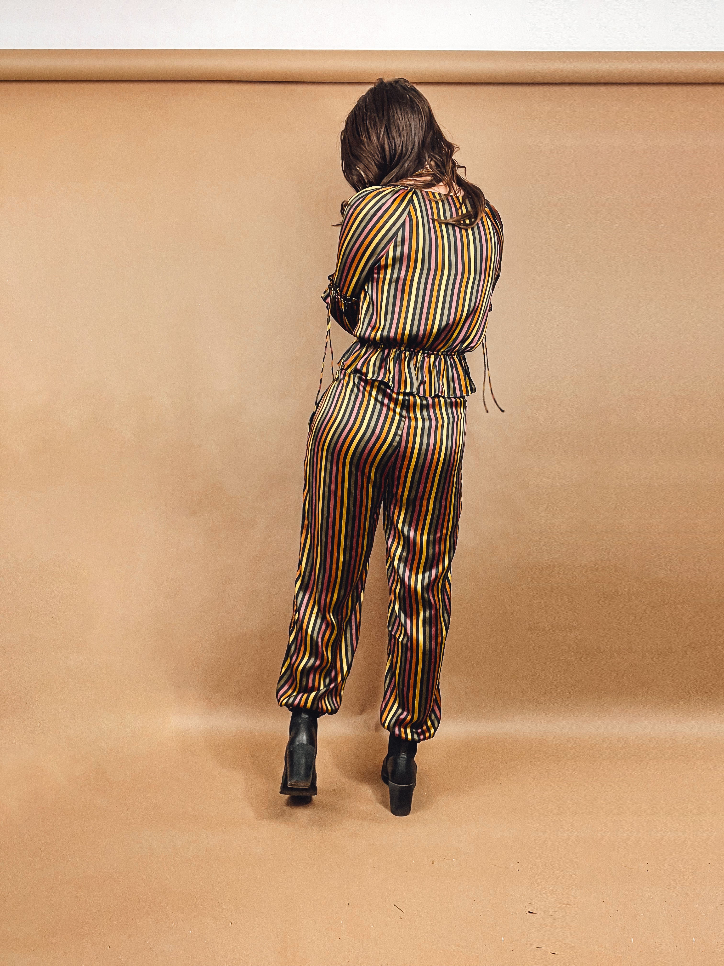 Striped Blouse with Peplum Detail