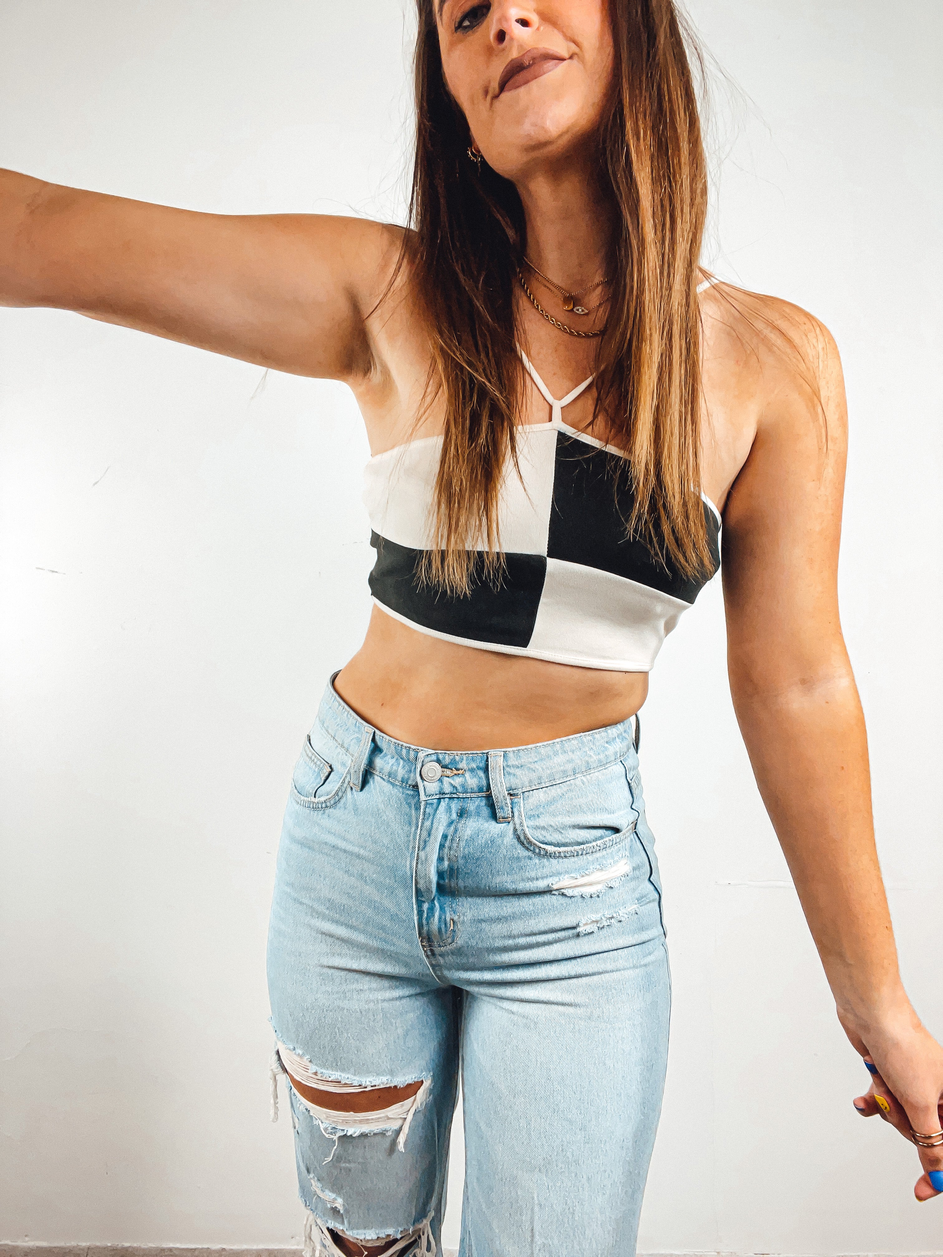 Checkerboard Halter Top