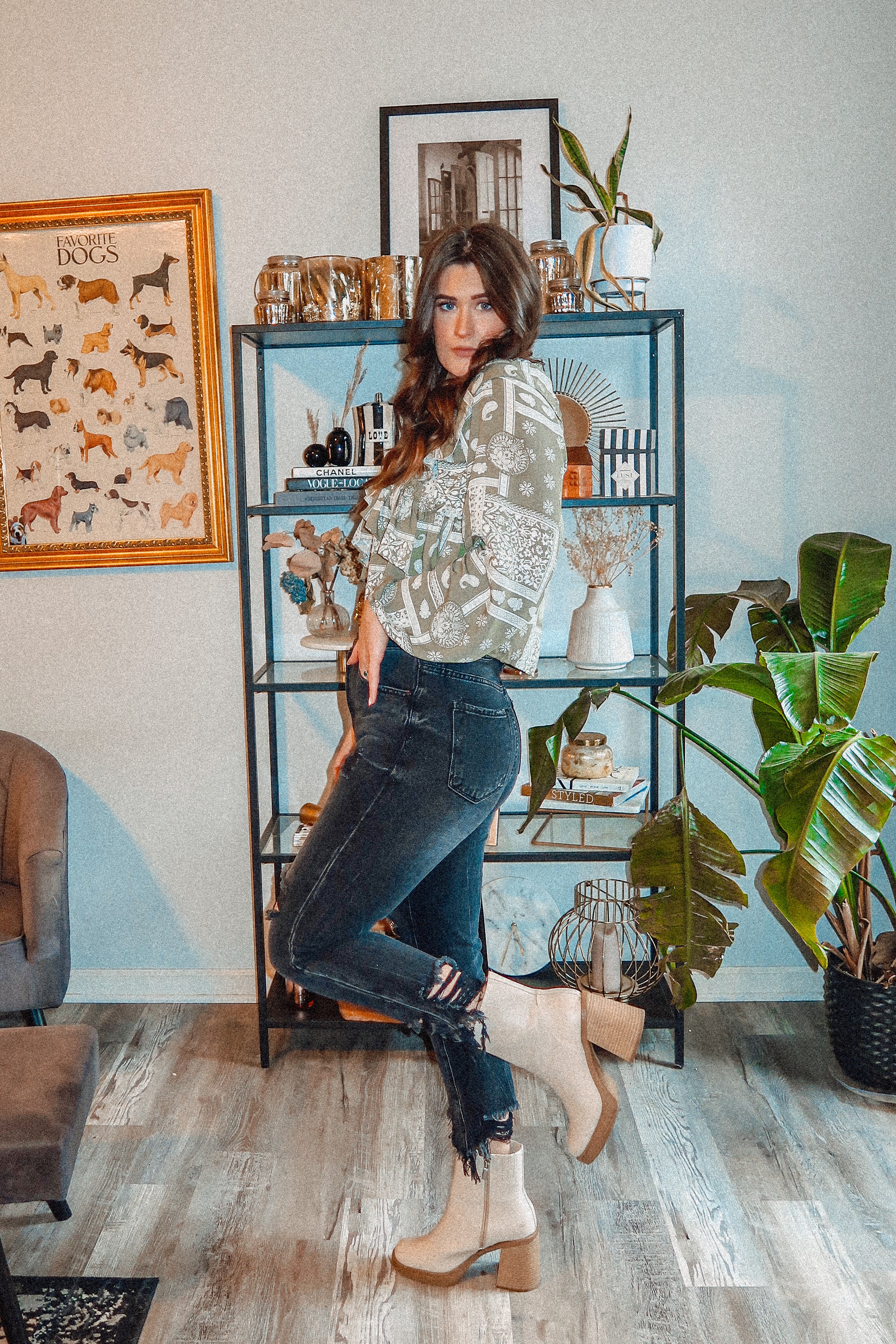 Bandana Print Ruffle Blouse