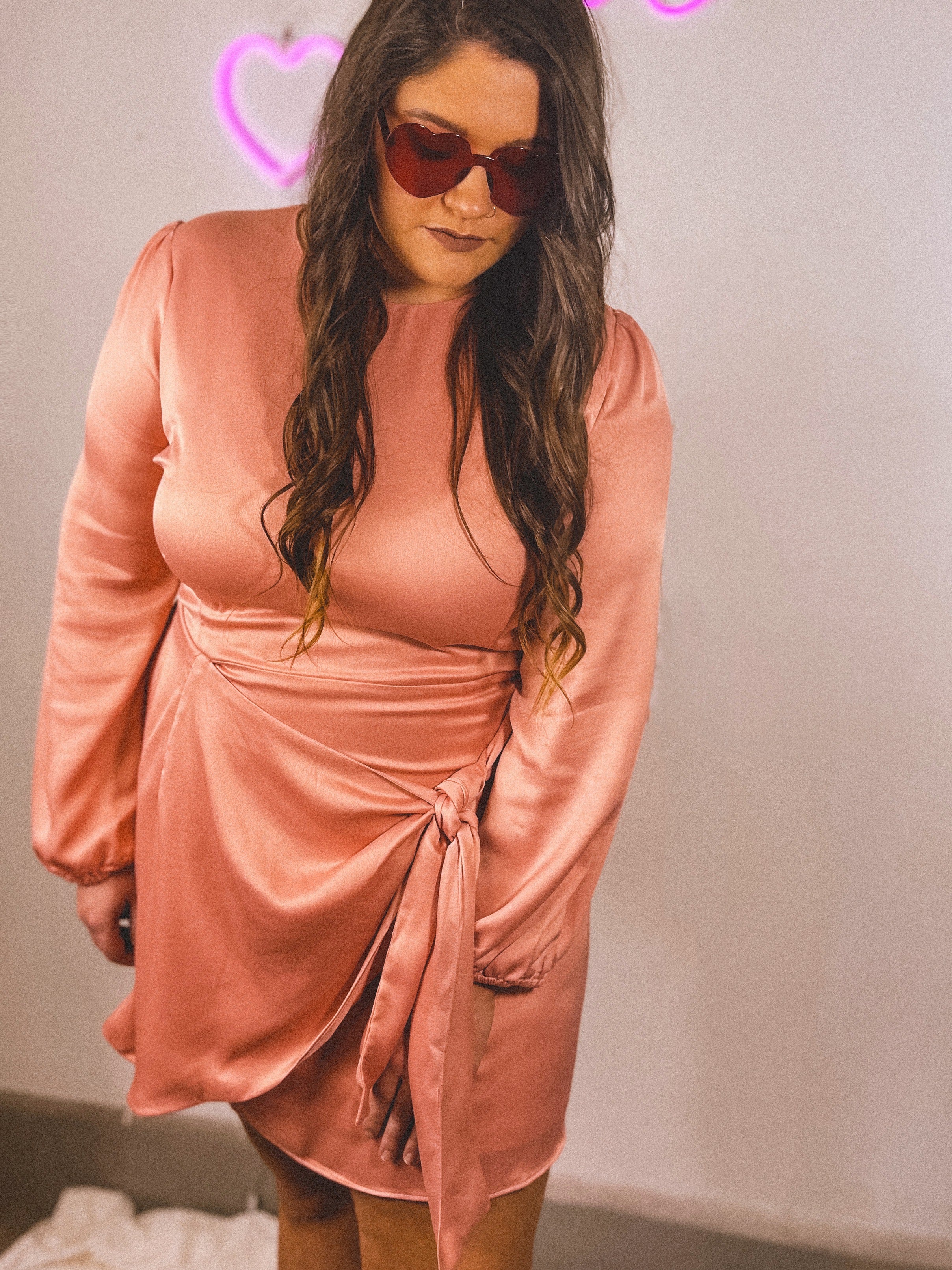 Tie Waist Satin Dress | Curvy