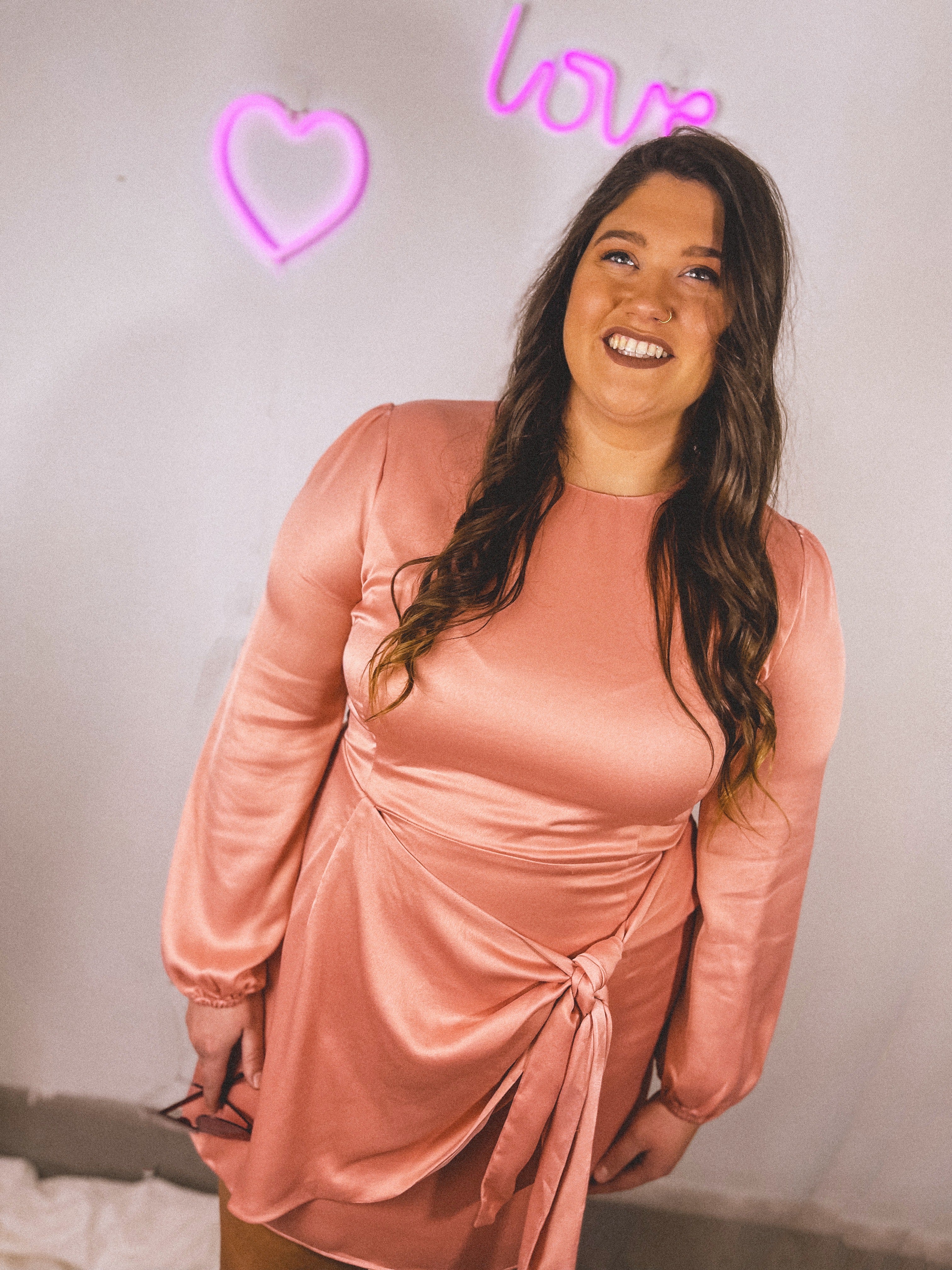 Tie Waist Satin Dress | Curvy
