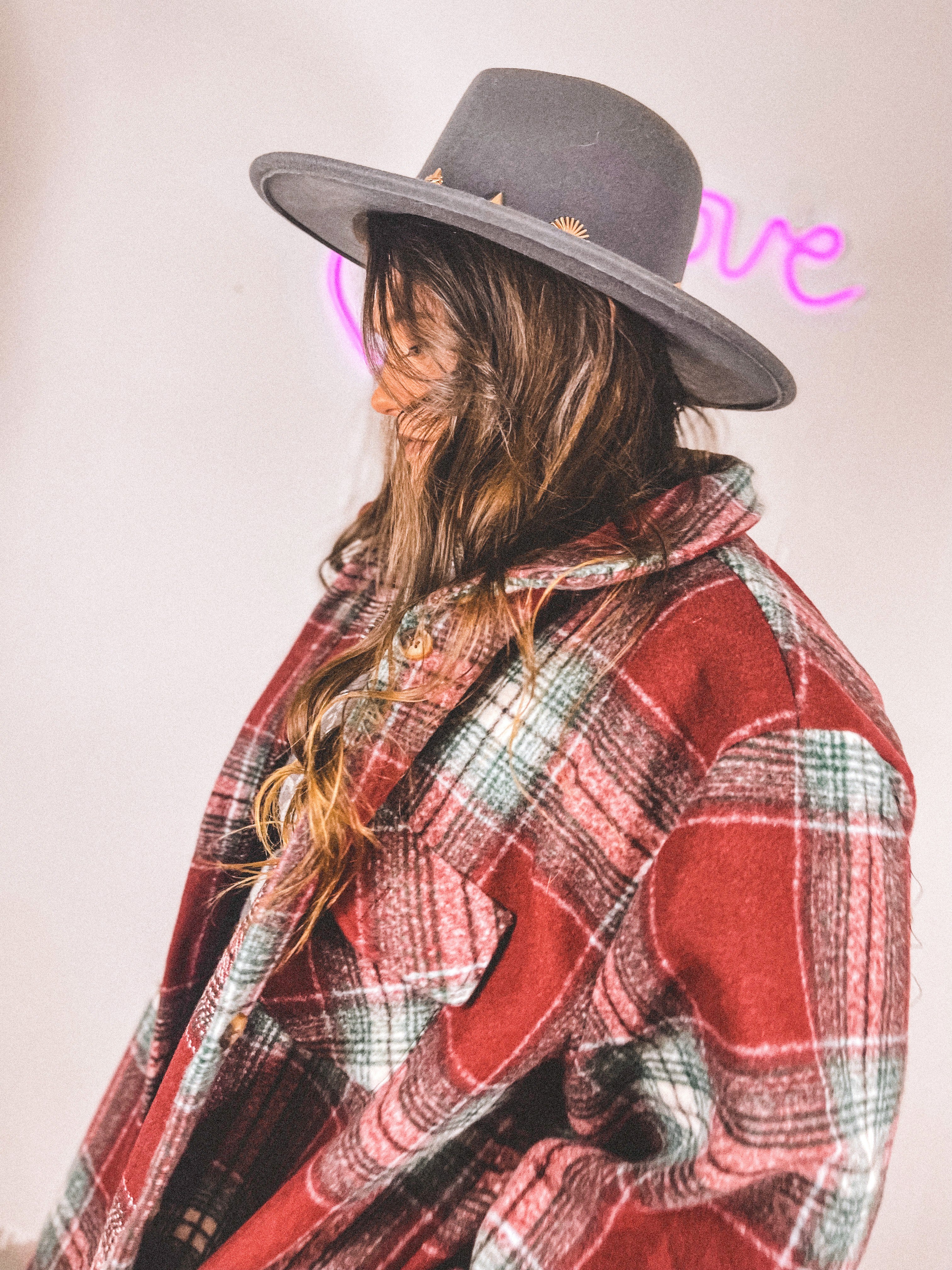 Plaid Long Shirt Jacket | Curvy