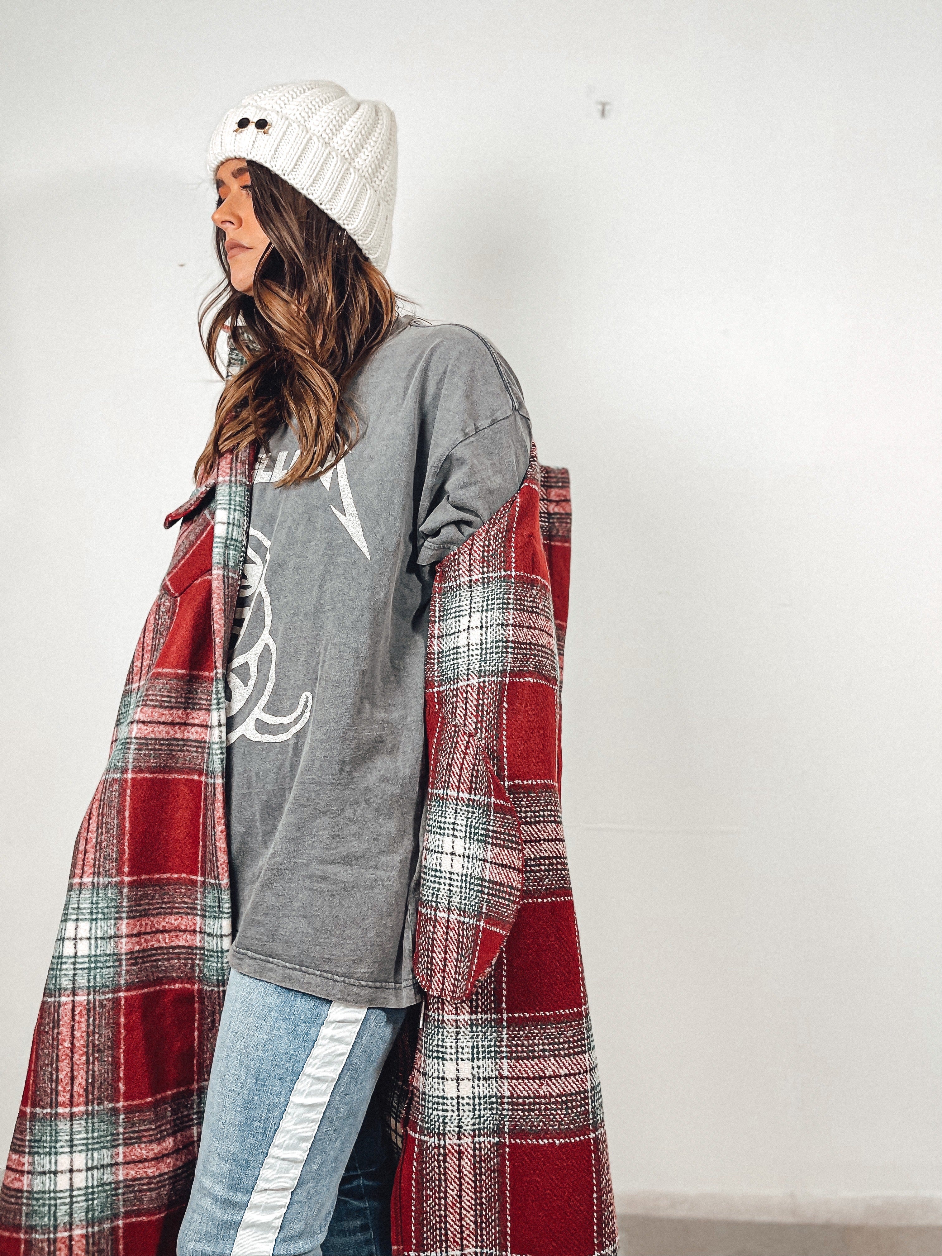 Plaid Long Shirt Jacket