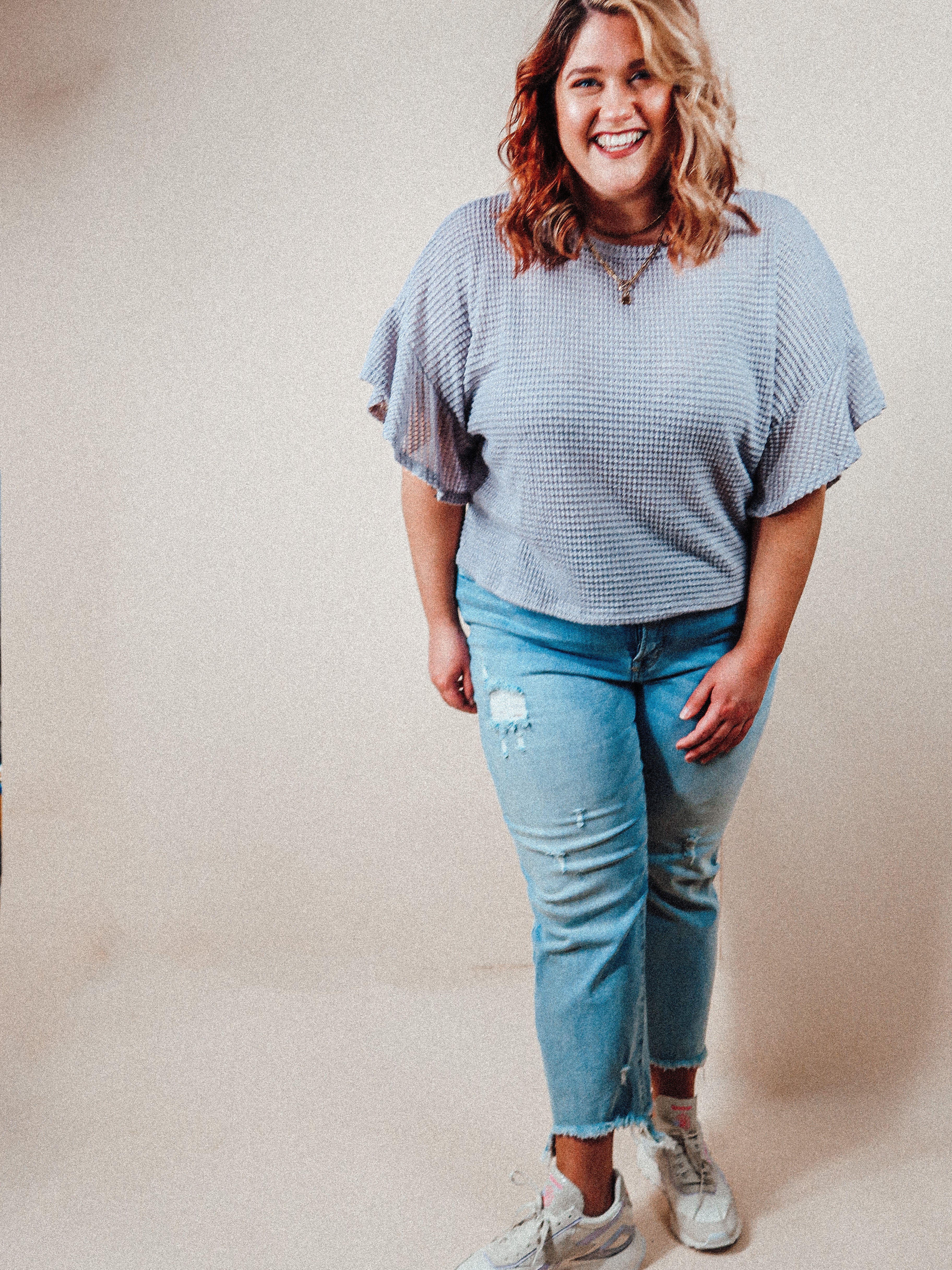 Waffle Knit Oversized Top | Curvy
