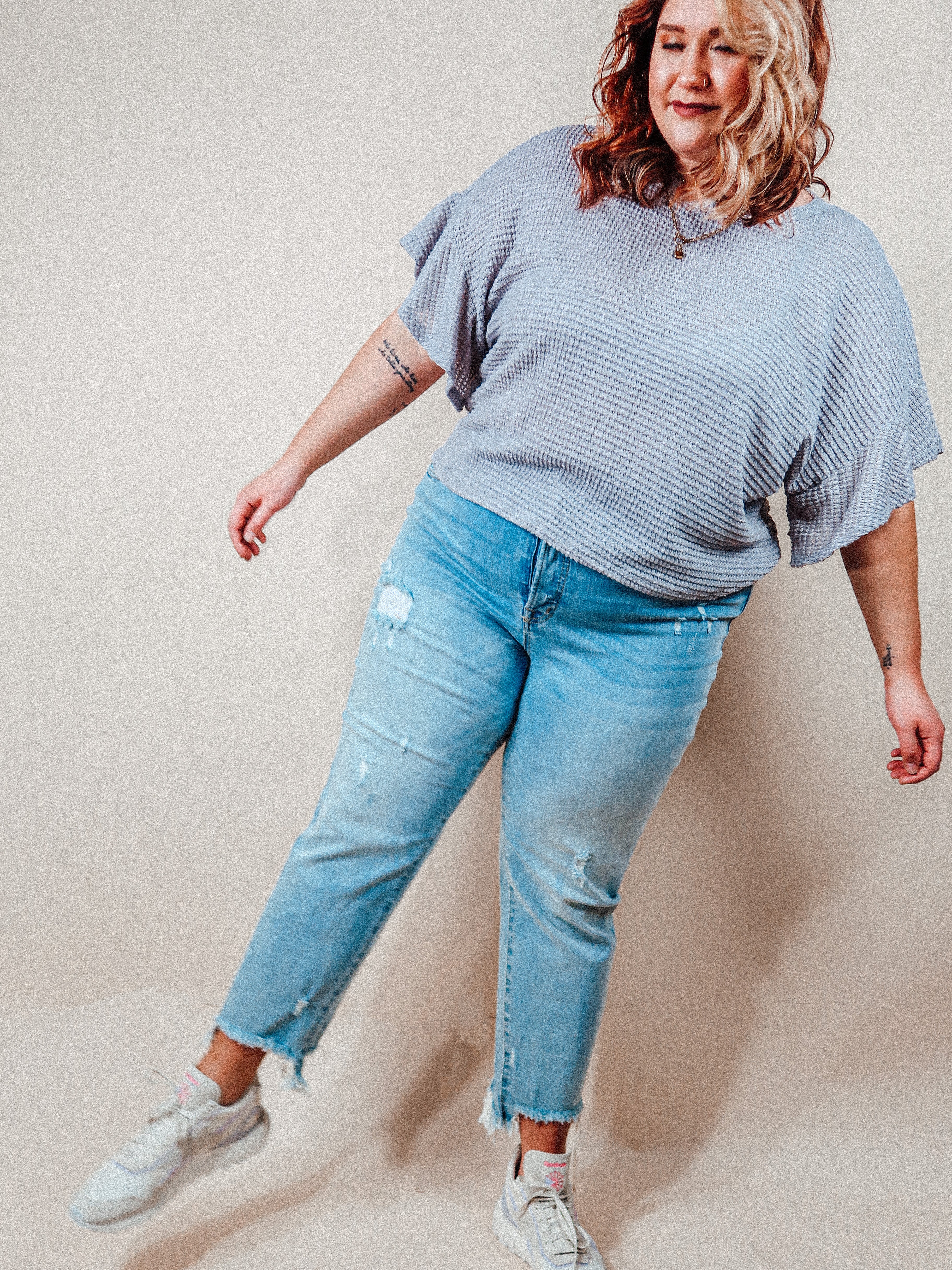 Waffle Knit Oversized Top | Curvy