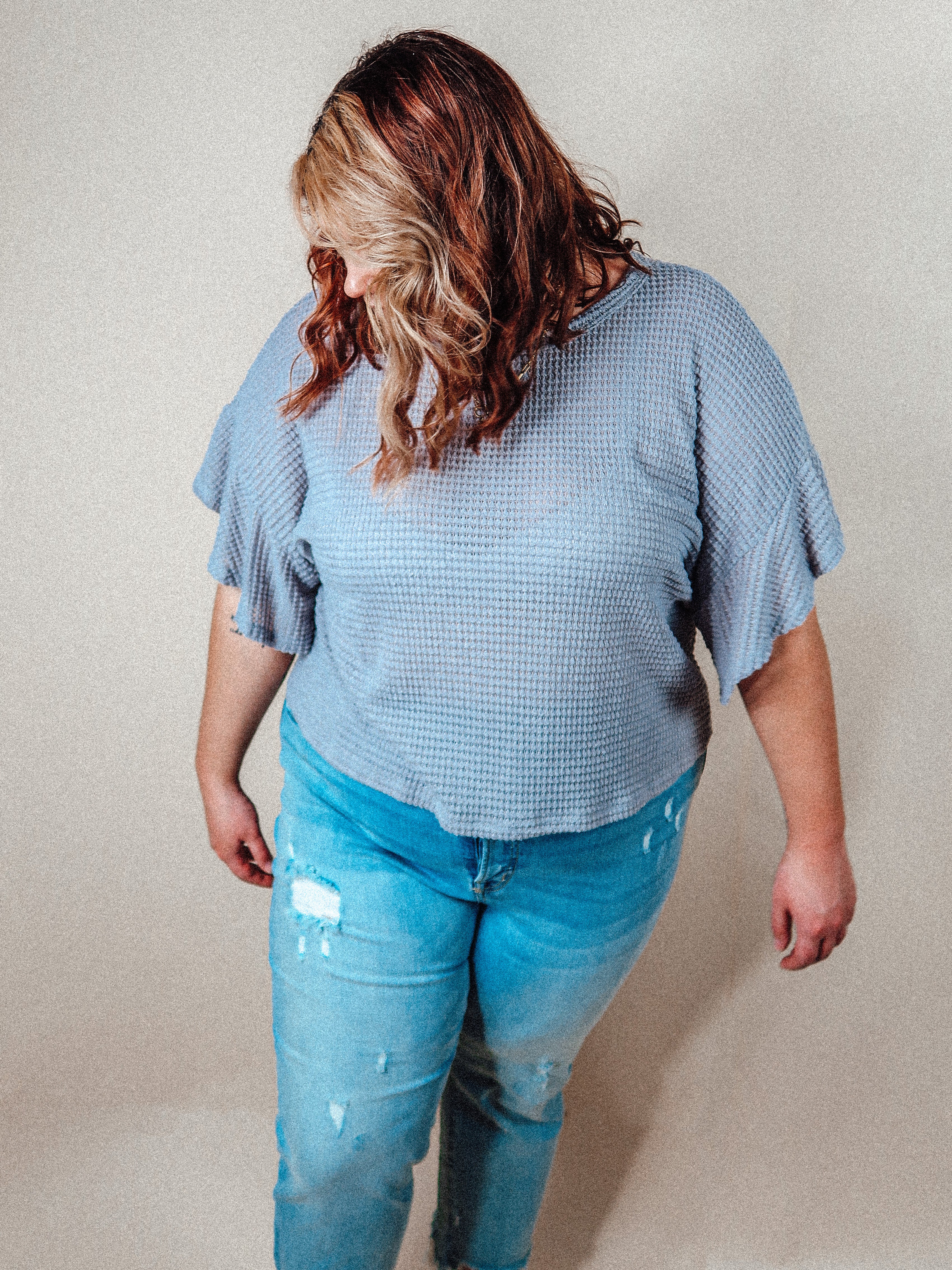 Waffle Knit Oversized Top | Curvy