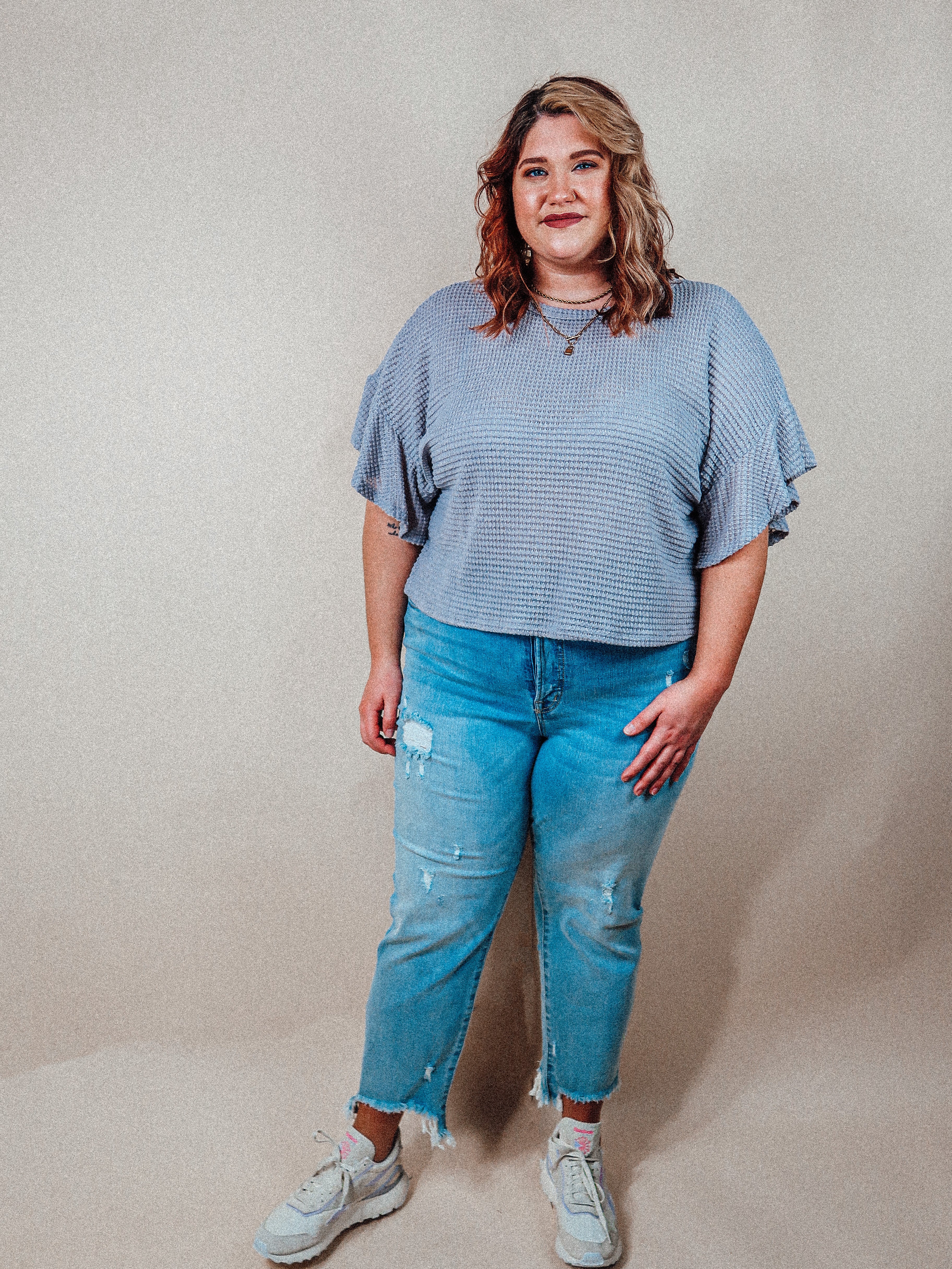 Waffle Knit Oversized Top | Curvy