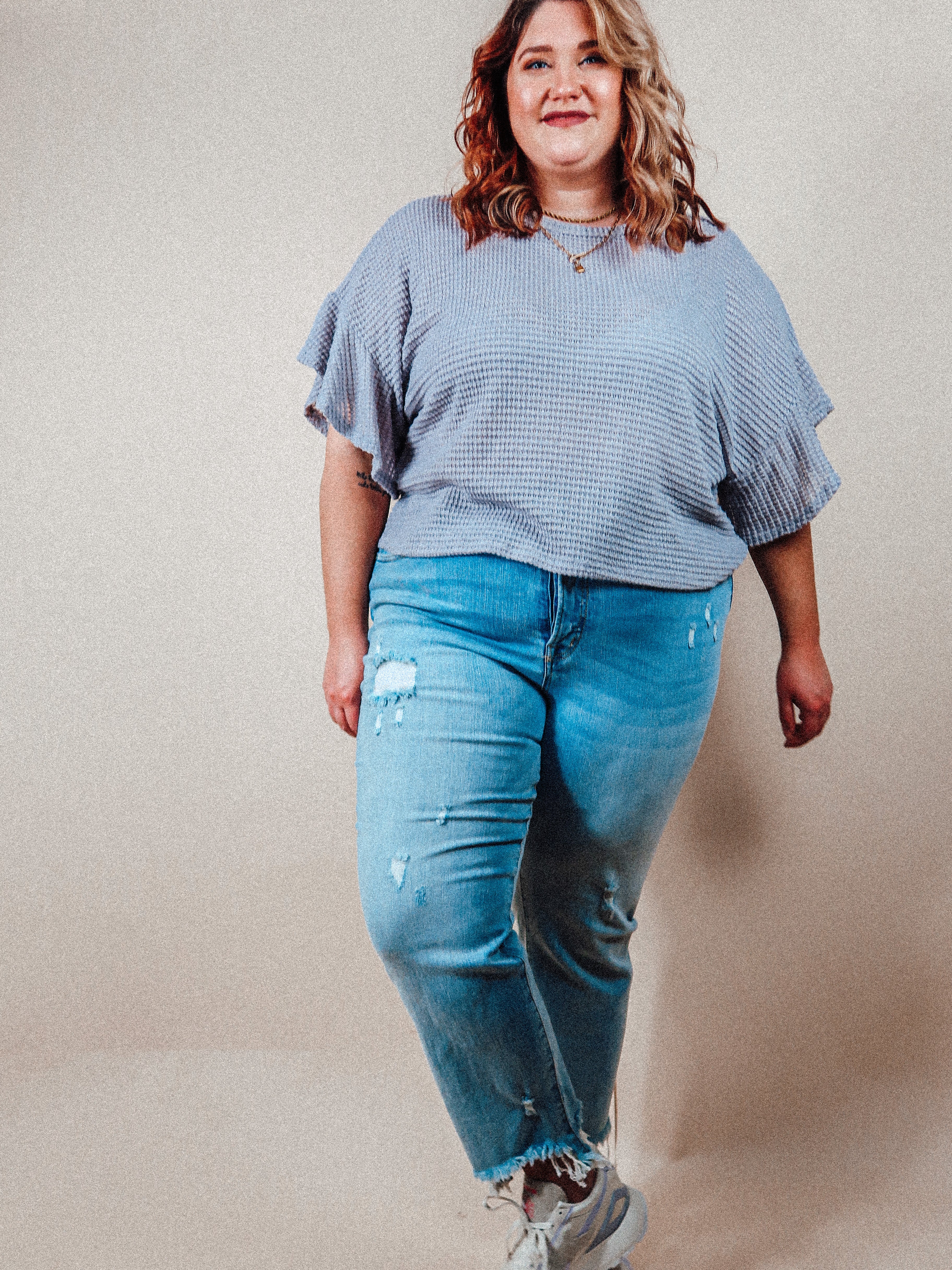 Waffle Knit Oversized Top | Curvy