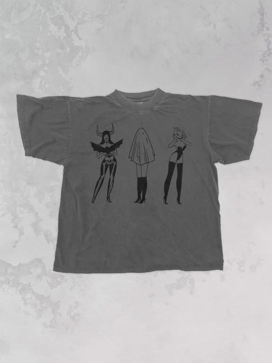 Underground Original Design: Three Ghoulish Girls, Halloween Oversized TShirt