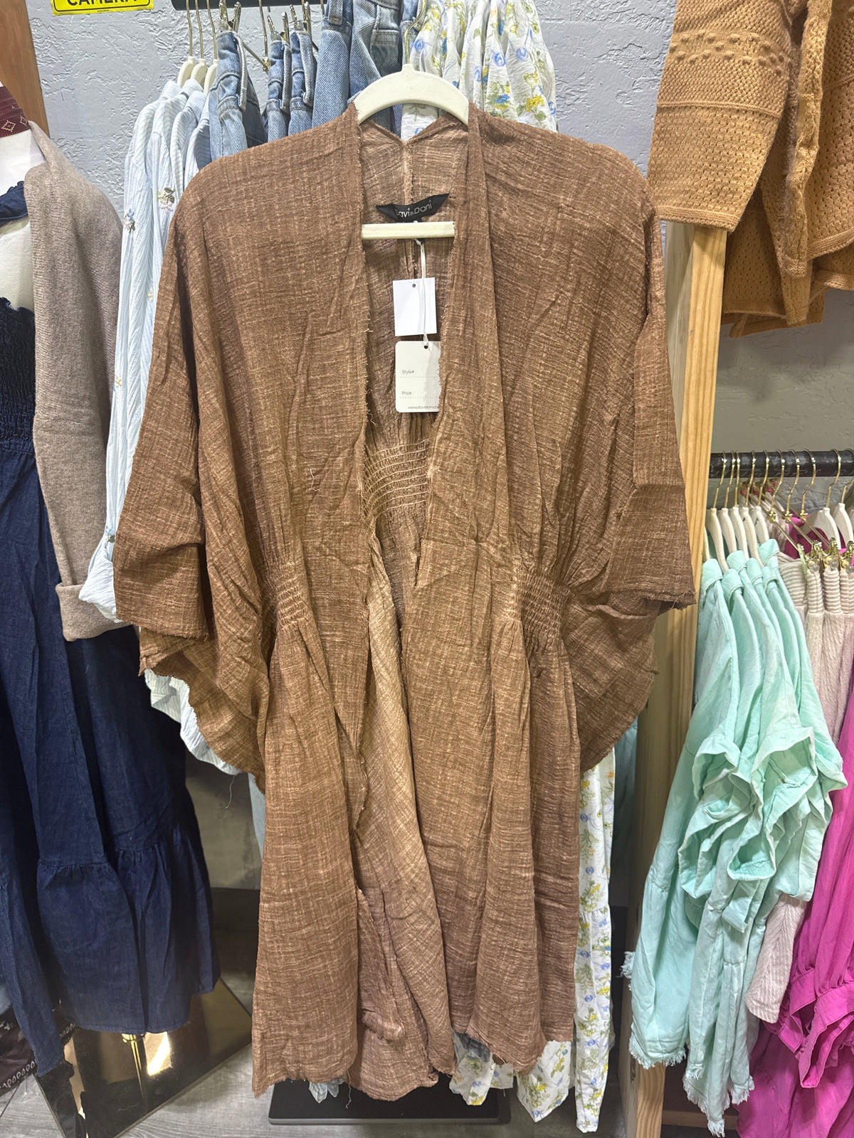 Gauzey Brown Lightweight Kimono | Curvy