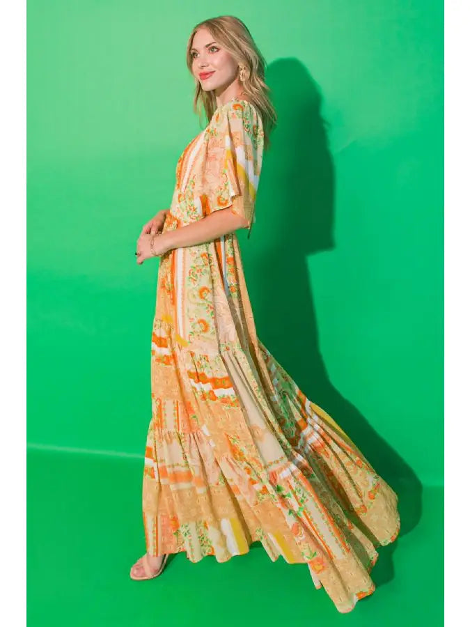 Floral Bandana Print Maxi Dress