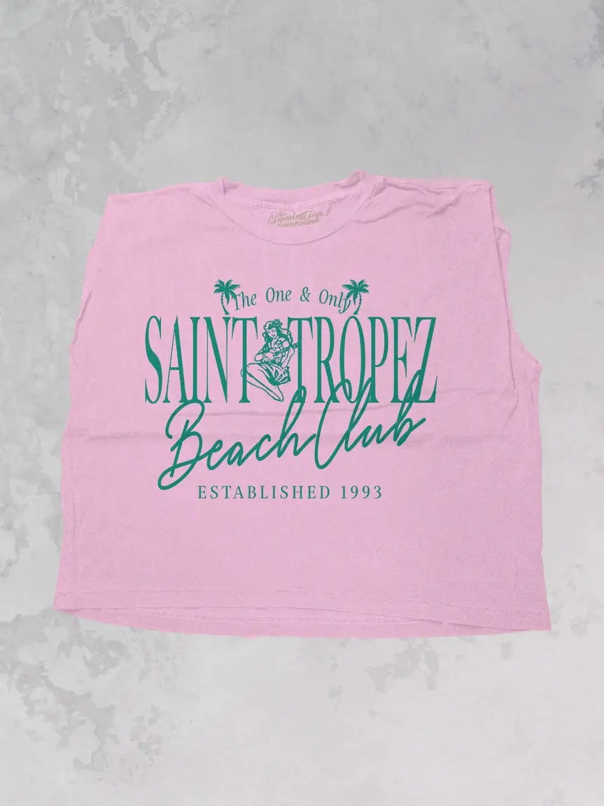 Saint Tropez Beach Club Vintage Cropped Muscle Tank