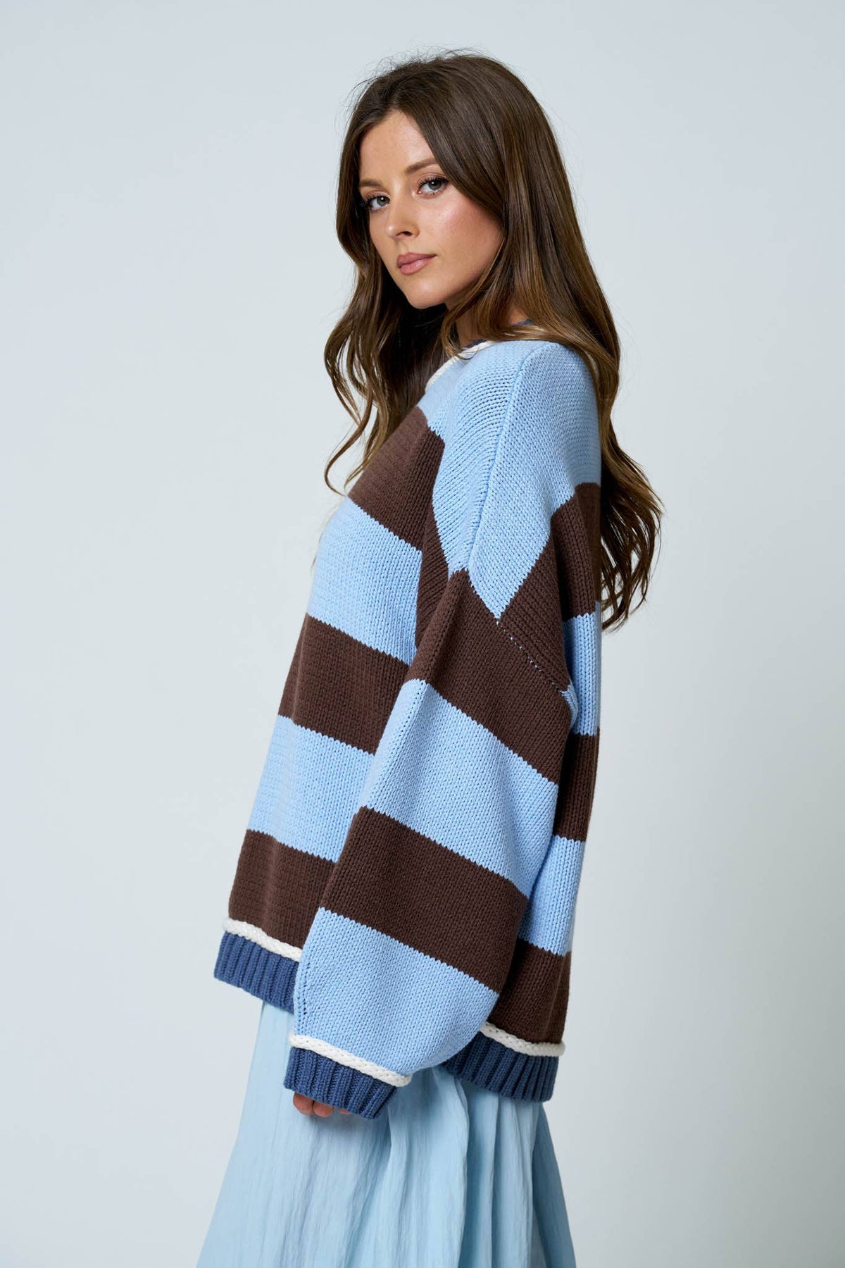 Oversized Striped Crewneck Sweater