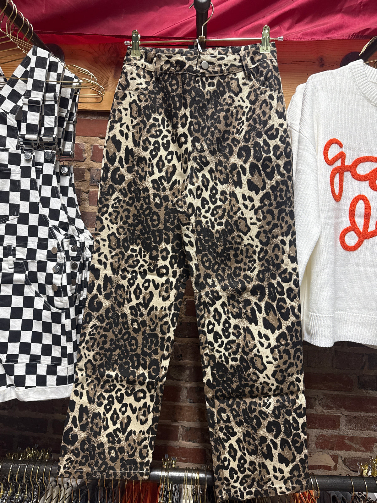 Leopard Print Straight Leg Jeans