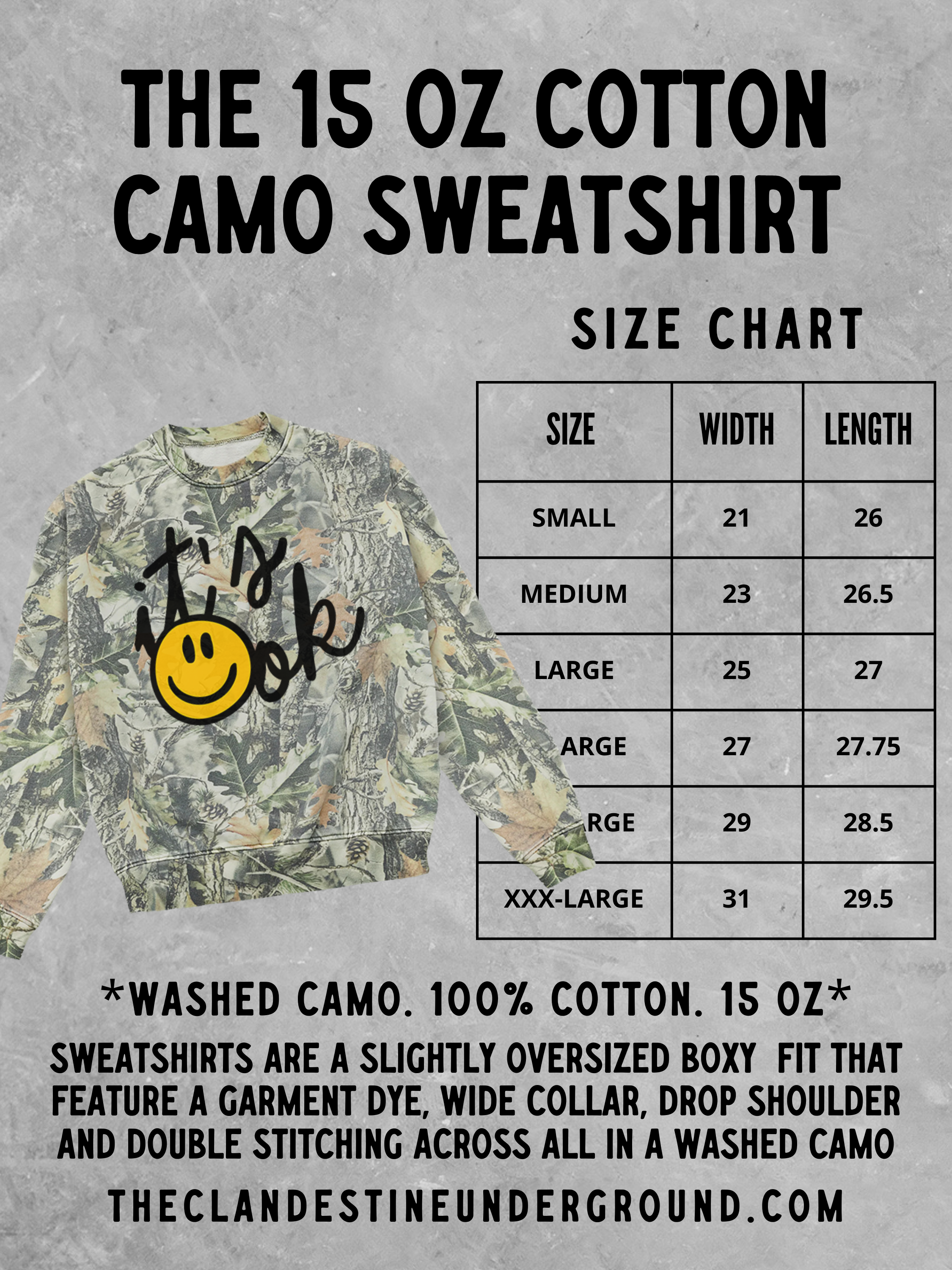 Underground Original Design: Have a Nice Day!, Camo Western Boxy Sweatshirt