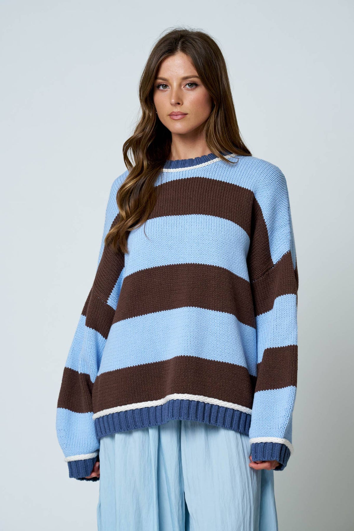 Oversized Striped Crewneck Sweater