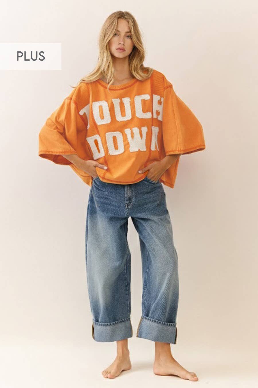 Curvy TOUCHDOWN Oversized Short Sleeve Sweatshirt