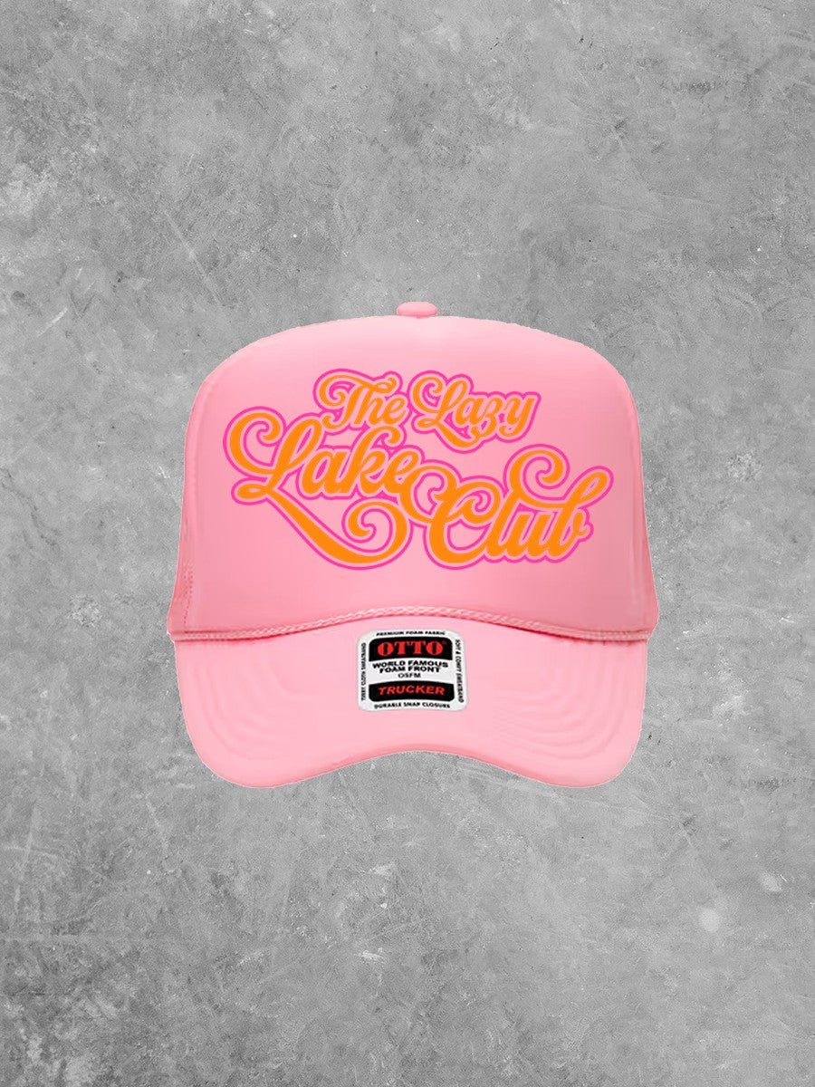Underground Original Design: Lazy Lake Days Club, Pink & Orange Summer Trucker Hat