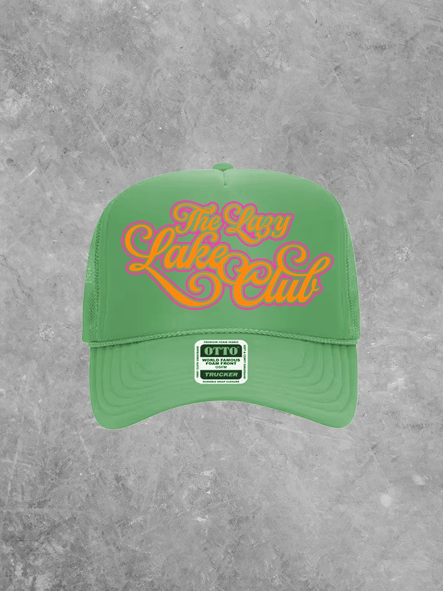 Underground Original Design: Lazy Lake Days Club, Pink & Orange Summer Trucker Hat