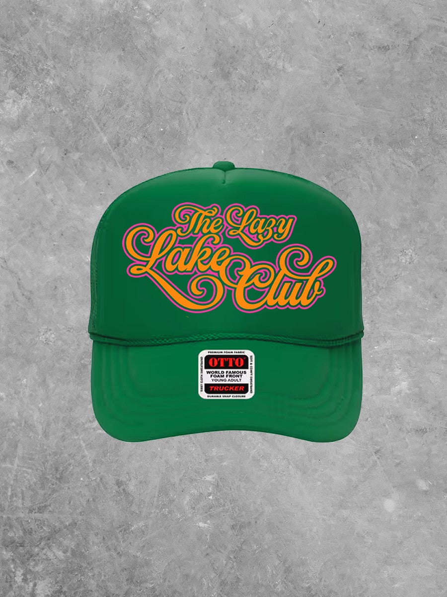 Underground Original Design: Lazy Lake Days Club, Pink & Orange Summer Trucker Hat