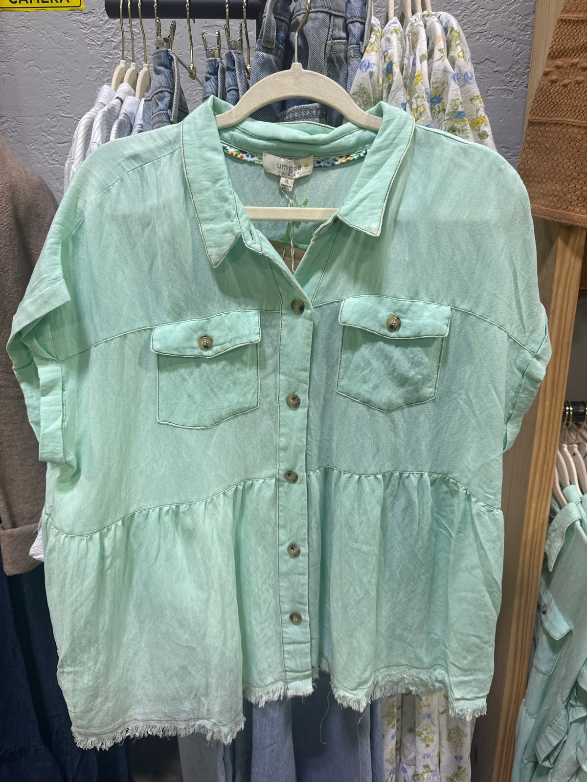 Blue Green Washed Tunic | Curvy