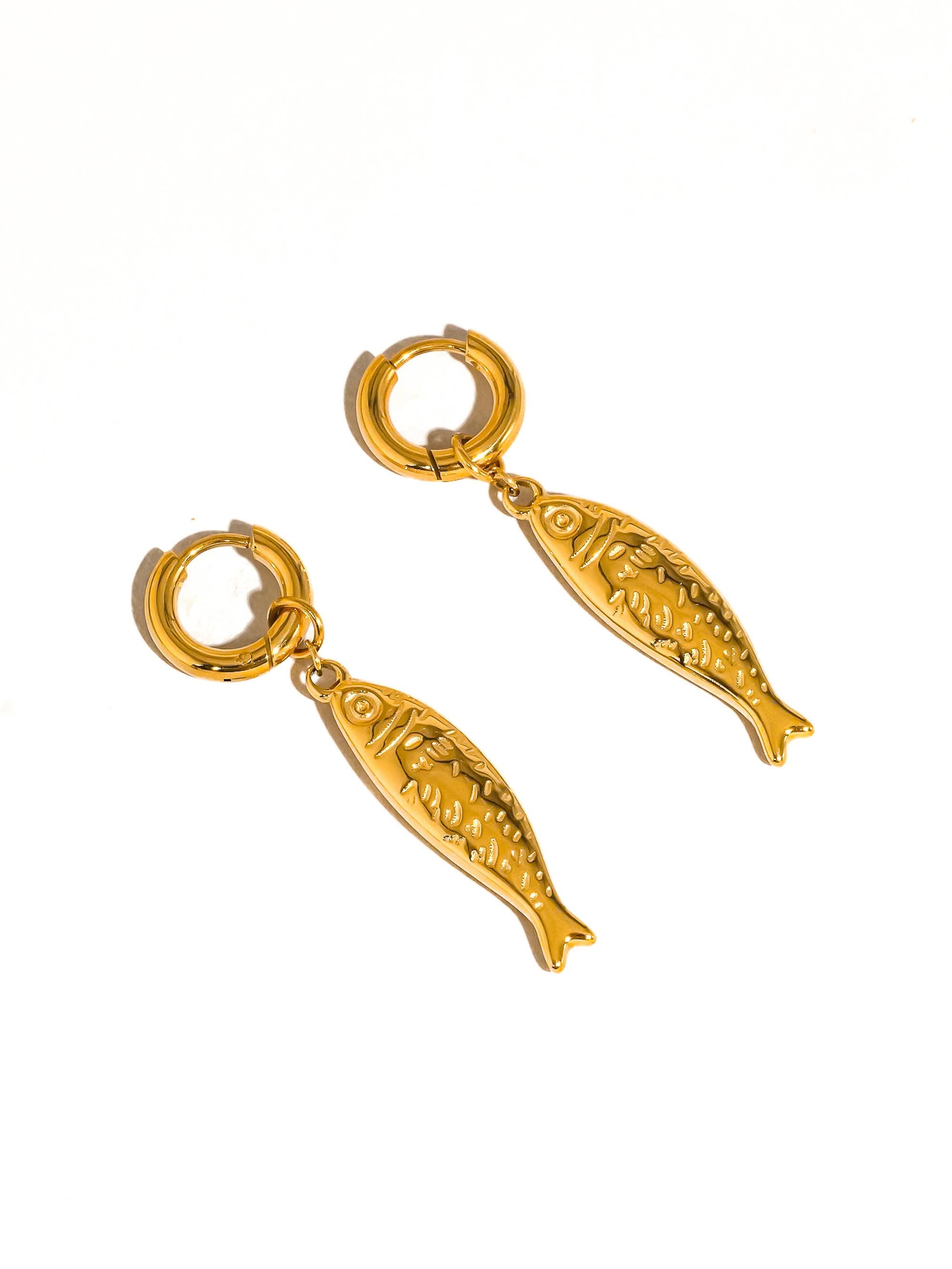 18K Gold Plated Fish Hoop Earring