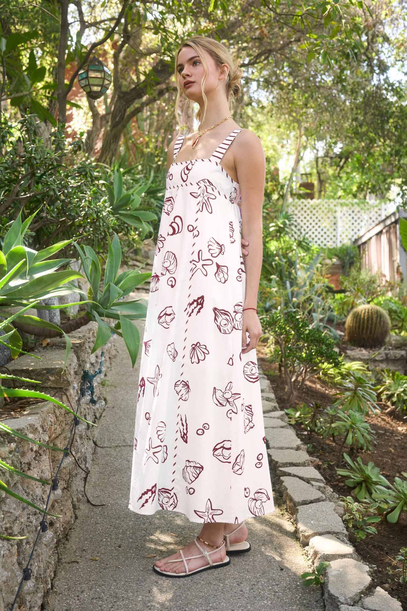 Nautical Empire Waist Sleeveless Maxi Dress
