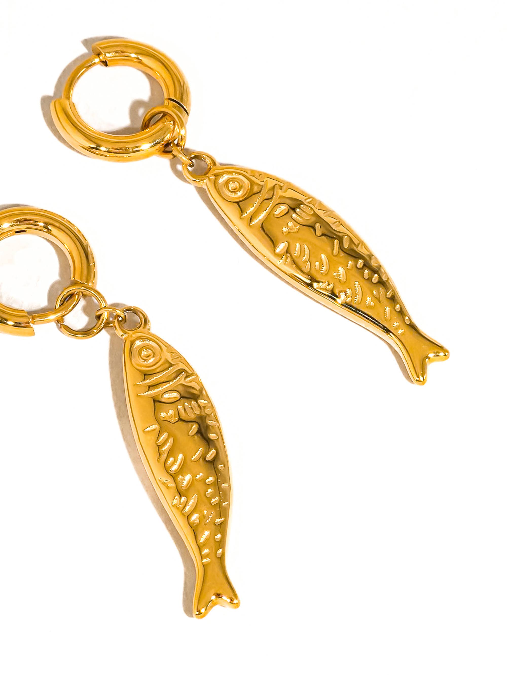 18K Gold Plated Fish Hoop Earring