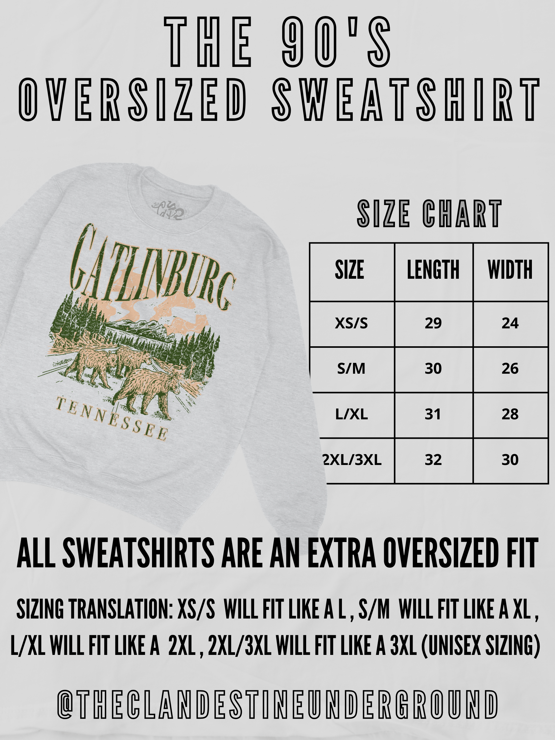 Underground Original Design: Get in Witches Oversized 90's Sweatshirt