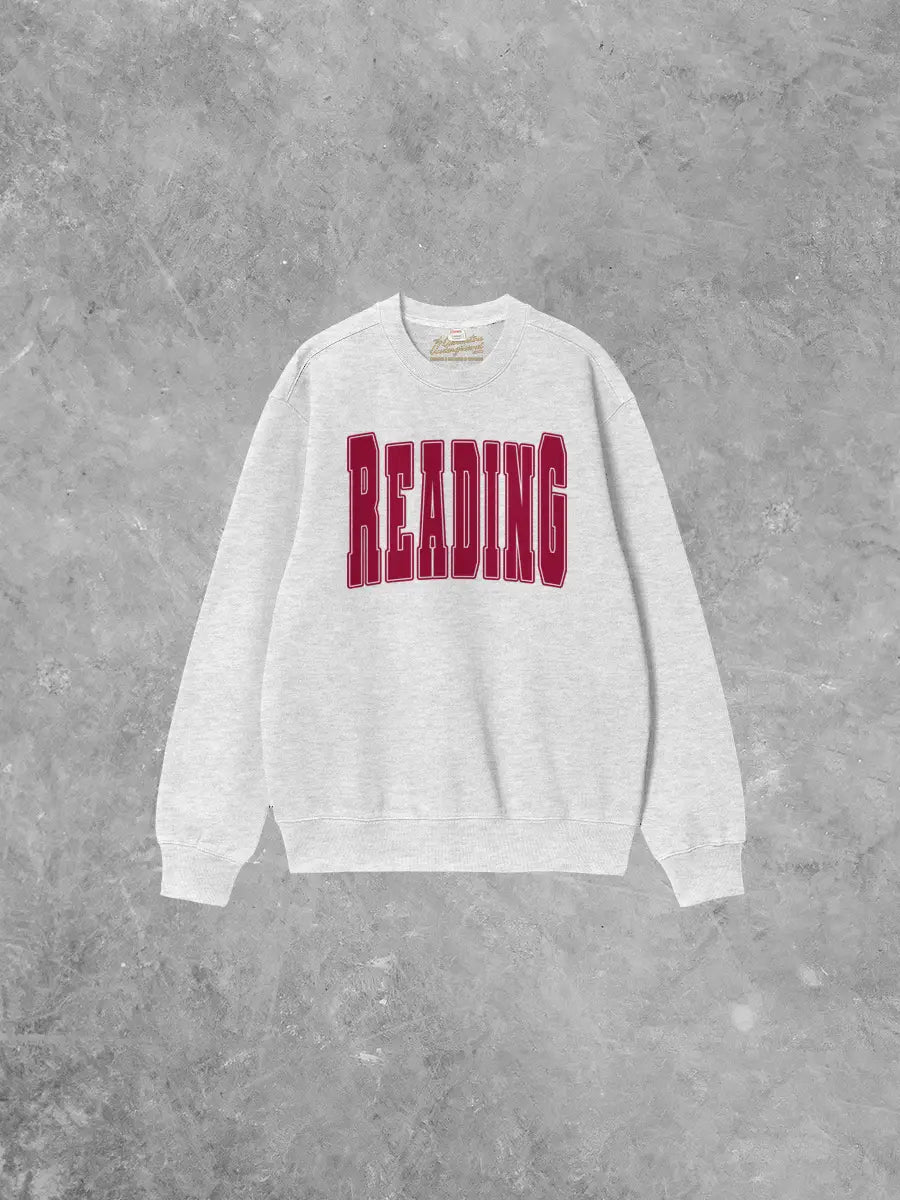 Underground Original Design: Reading Varsity Letter, Bookish Boxy Cotton Sweatshirt