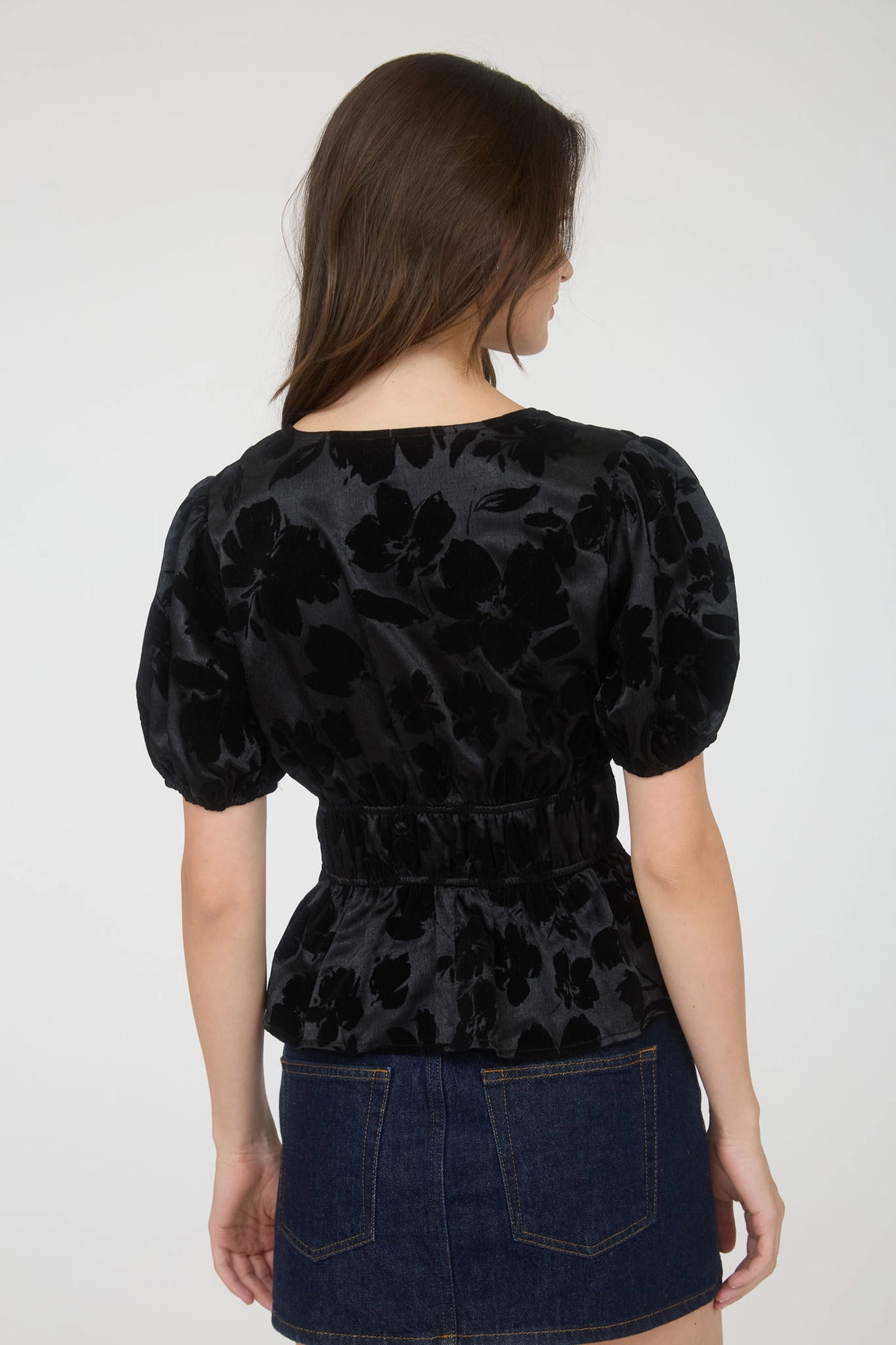 Crushed Velvet Bow Front Blouse