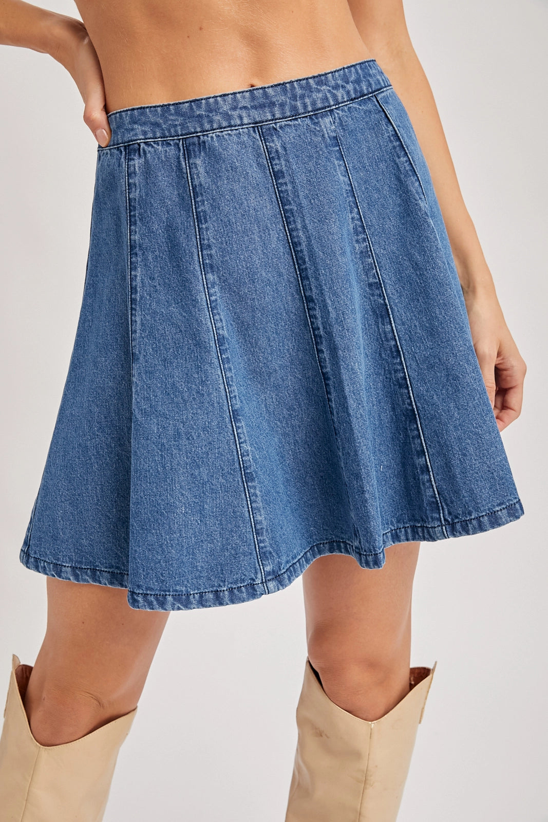Denim Pleated Skirt