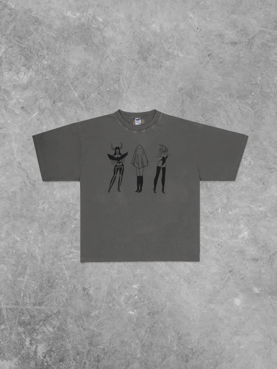Underground Original Design: Three Ghoulish Girls, Halloween Boxy Oversized TShirt