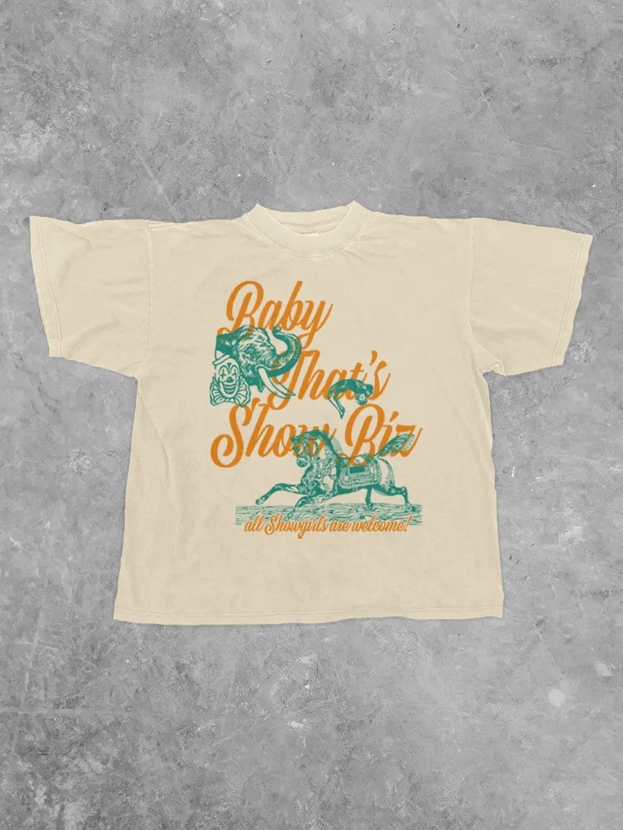 Underground Original Design: Baby, That's Show Biz, Showgirl Boxy Cotton T-Shirt