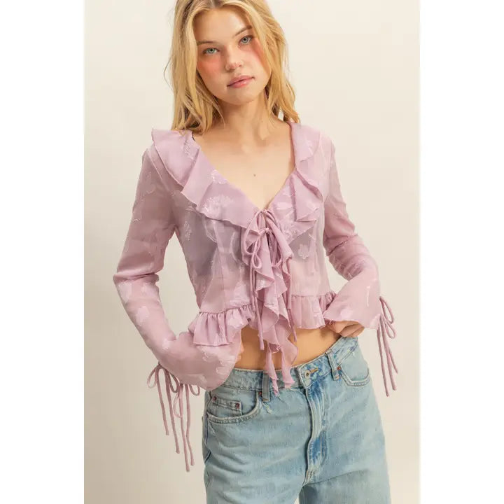 Purple Ruffle Detail Blouse