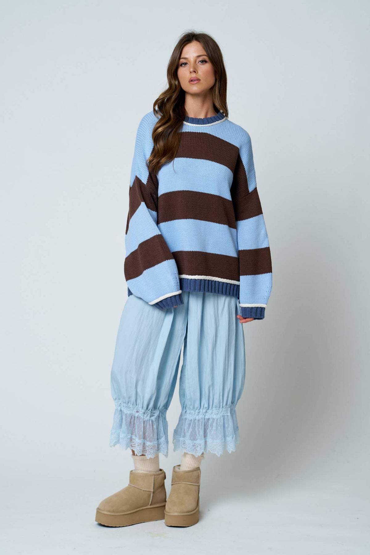 Oversized Striped Crewneck Sweater