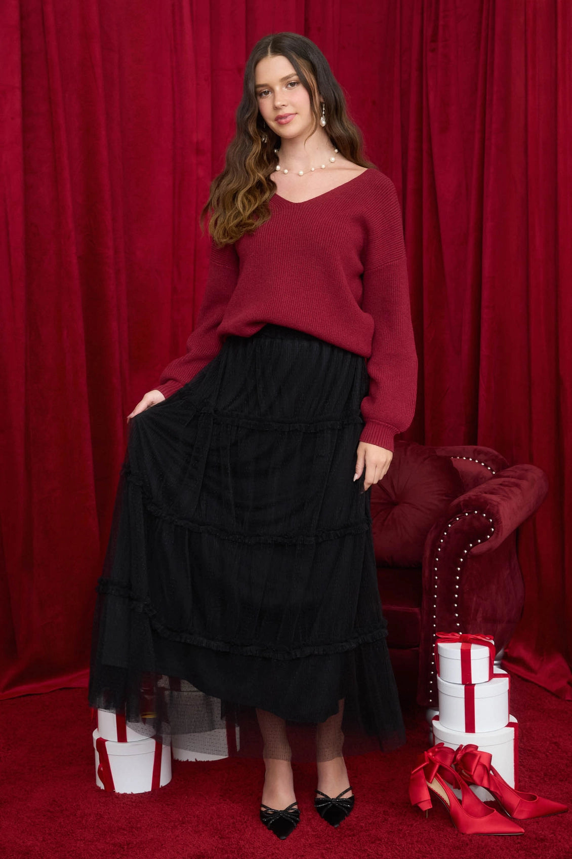 Black Tulle Tiered Skirt