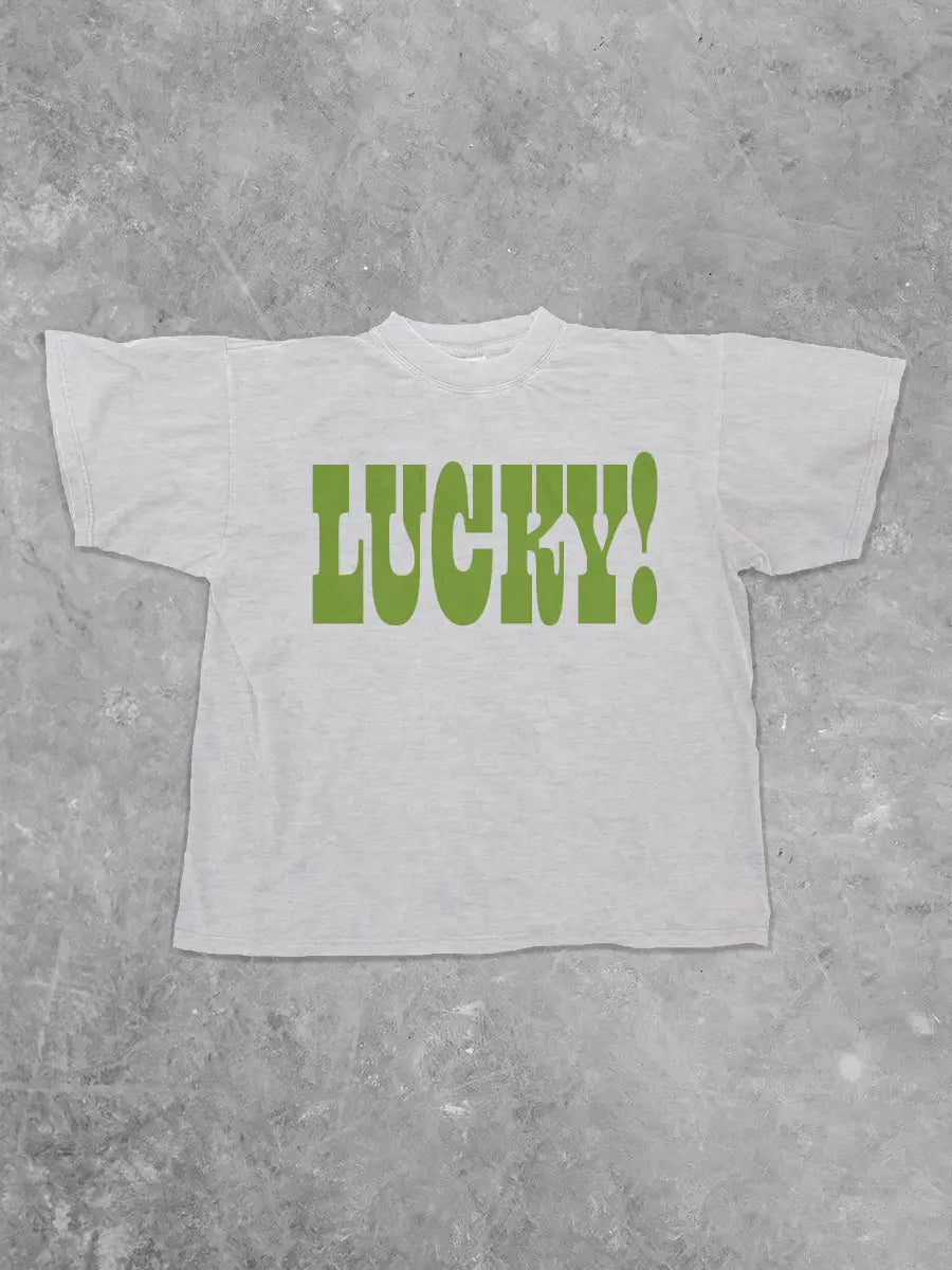 Underground Original Design: LUCKY!, PUFF St. Patty's Day Boxy Cotton TShirt