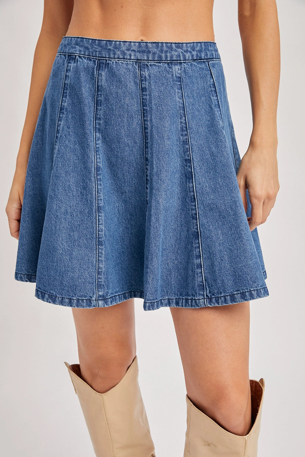 Denim Pleated Skirt