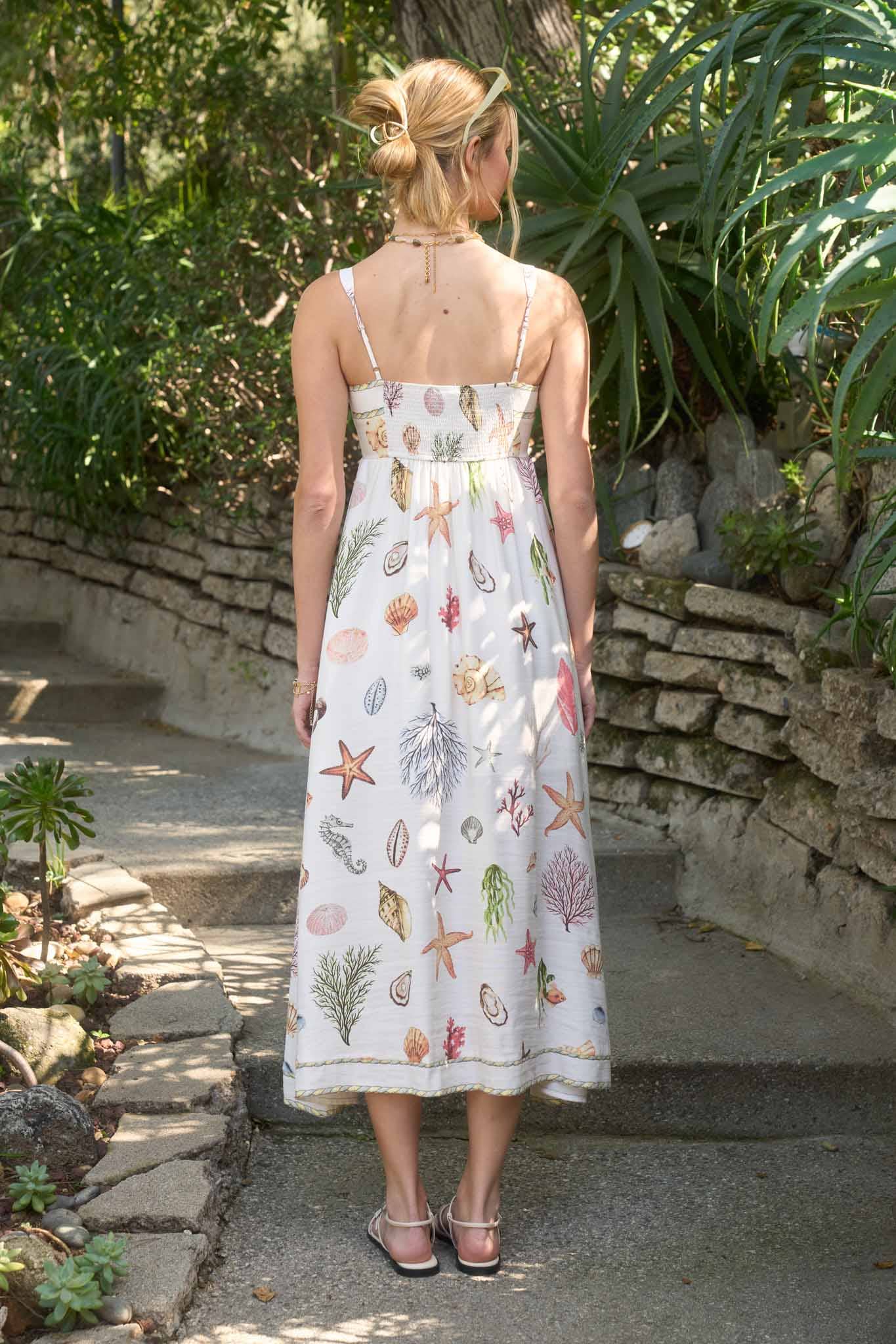 Multicolor Nautical Print Midi Dress