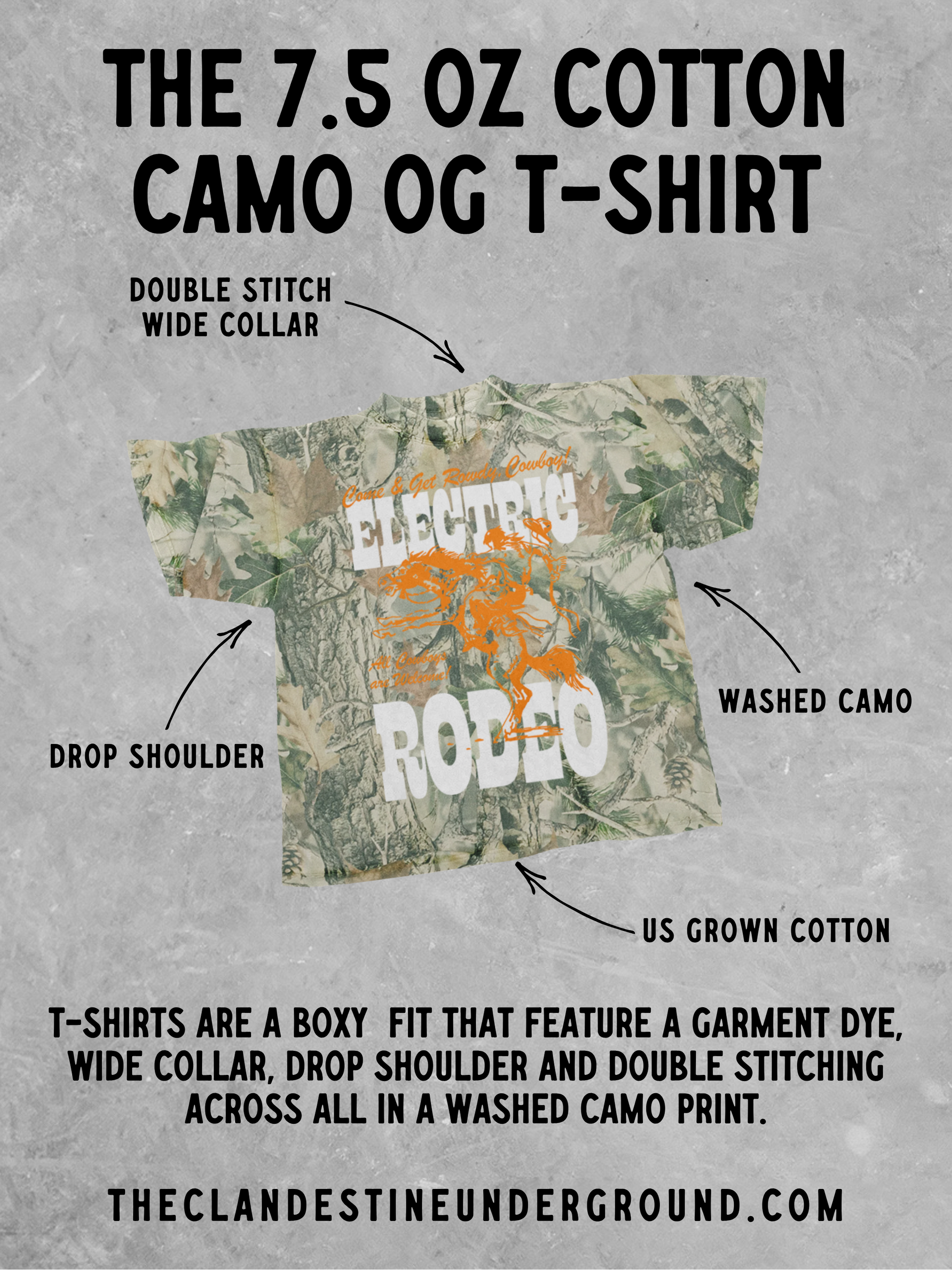 VOLS Western Lettering, Puff Camo Boxy TShirt
