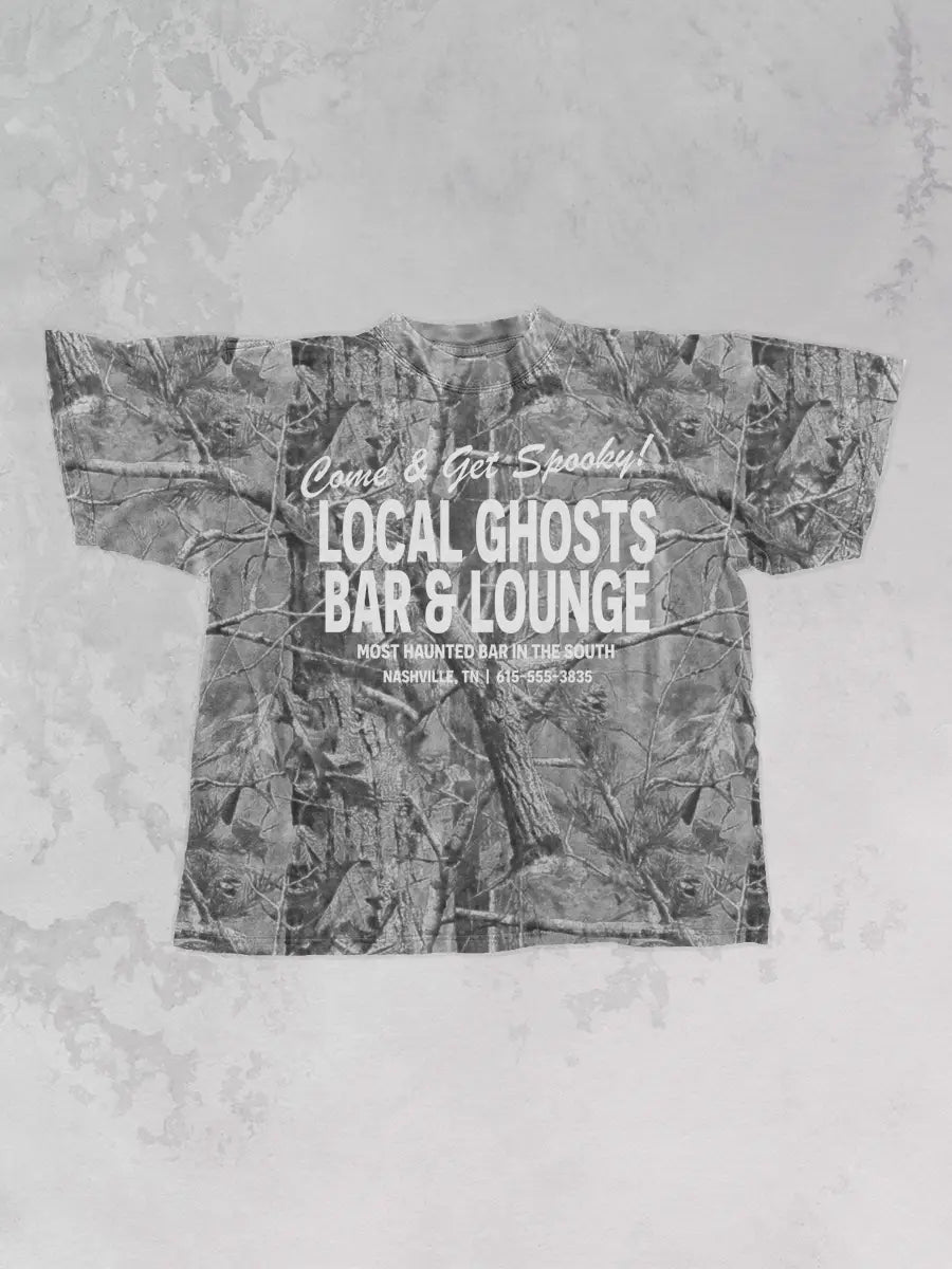 Underground Original Design: CAMO Local Ghosts Bar & Lounge Boxy Cotton TShirt