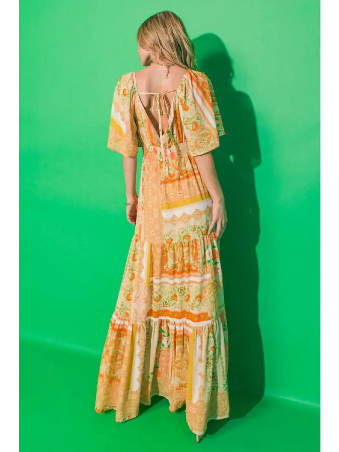 Floral Bandana Print Maxi Dress Large Floral Bandana Print Maxi Dress Large