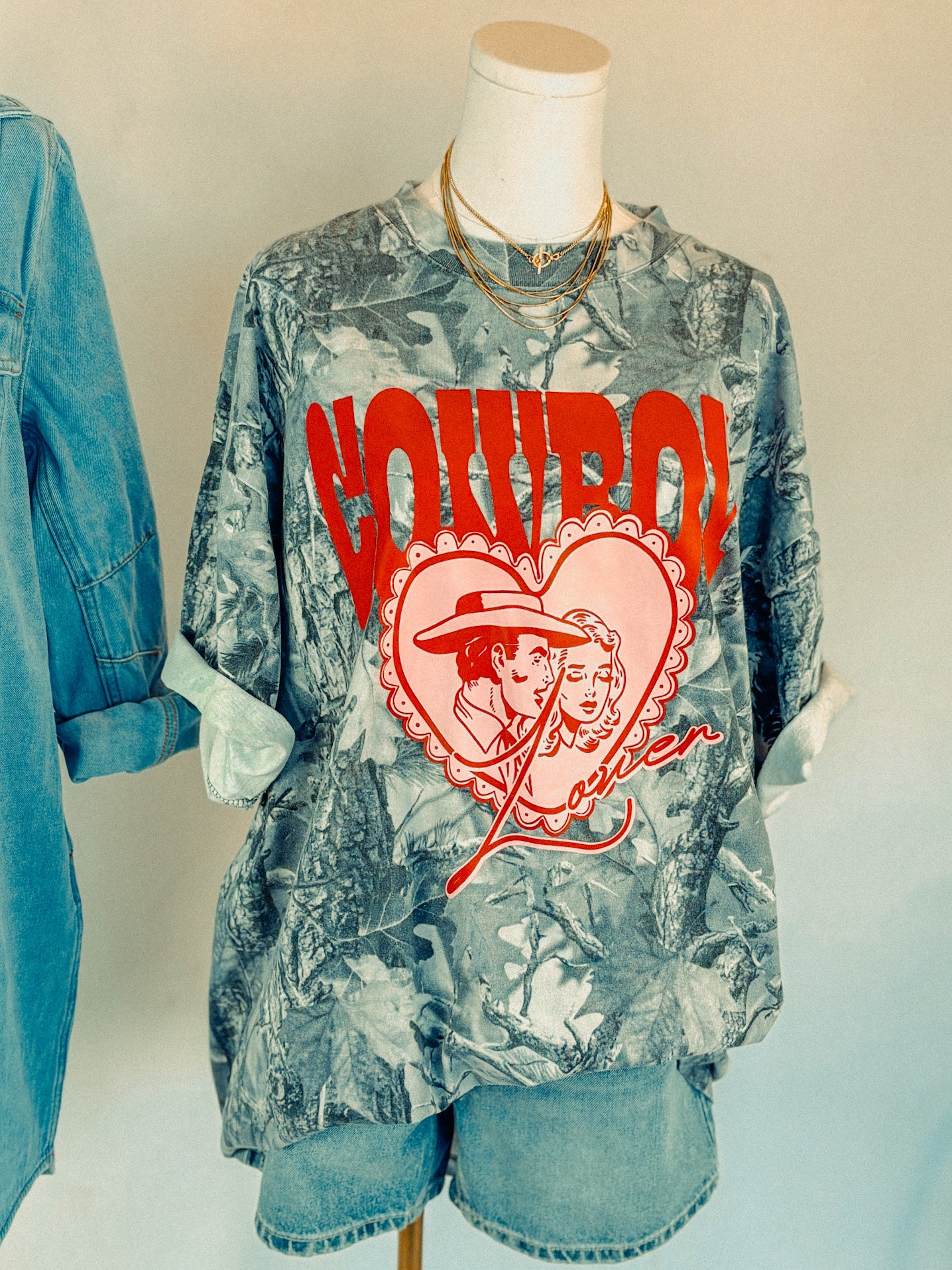 Underground Original Design: Cowboy Lover, Western Camo Boxy Cotton TShirt