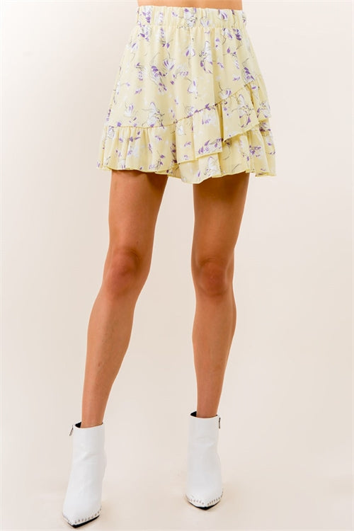 Spring Retro Floral Mini Skirt