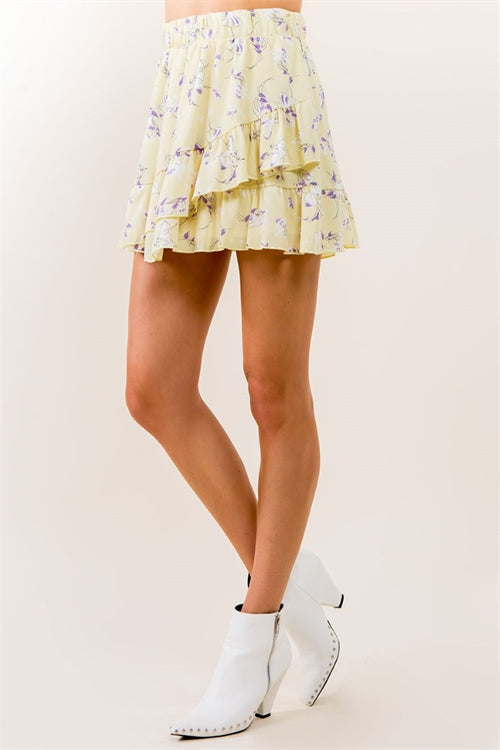 Spring Retro Floral Mini Skirt