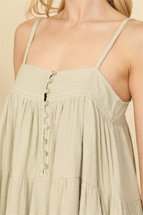 Sage A-Line Ruffle Midi Dress