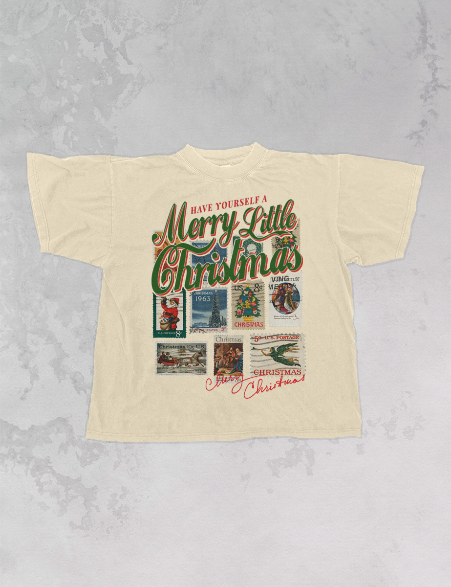 Underground Original Design: Have a Merry Christmas, Stamps Boxy Cotton T-Shirt