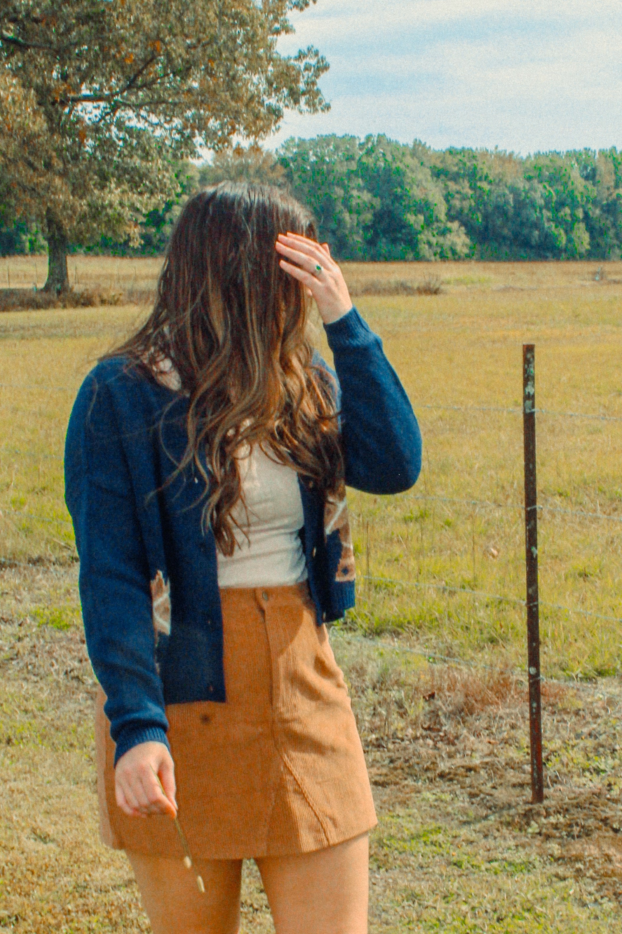 Navy Horse Button Front Cardigan