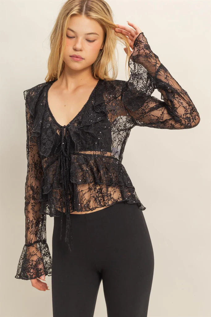 Lace & Ruffle Detail Blouse